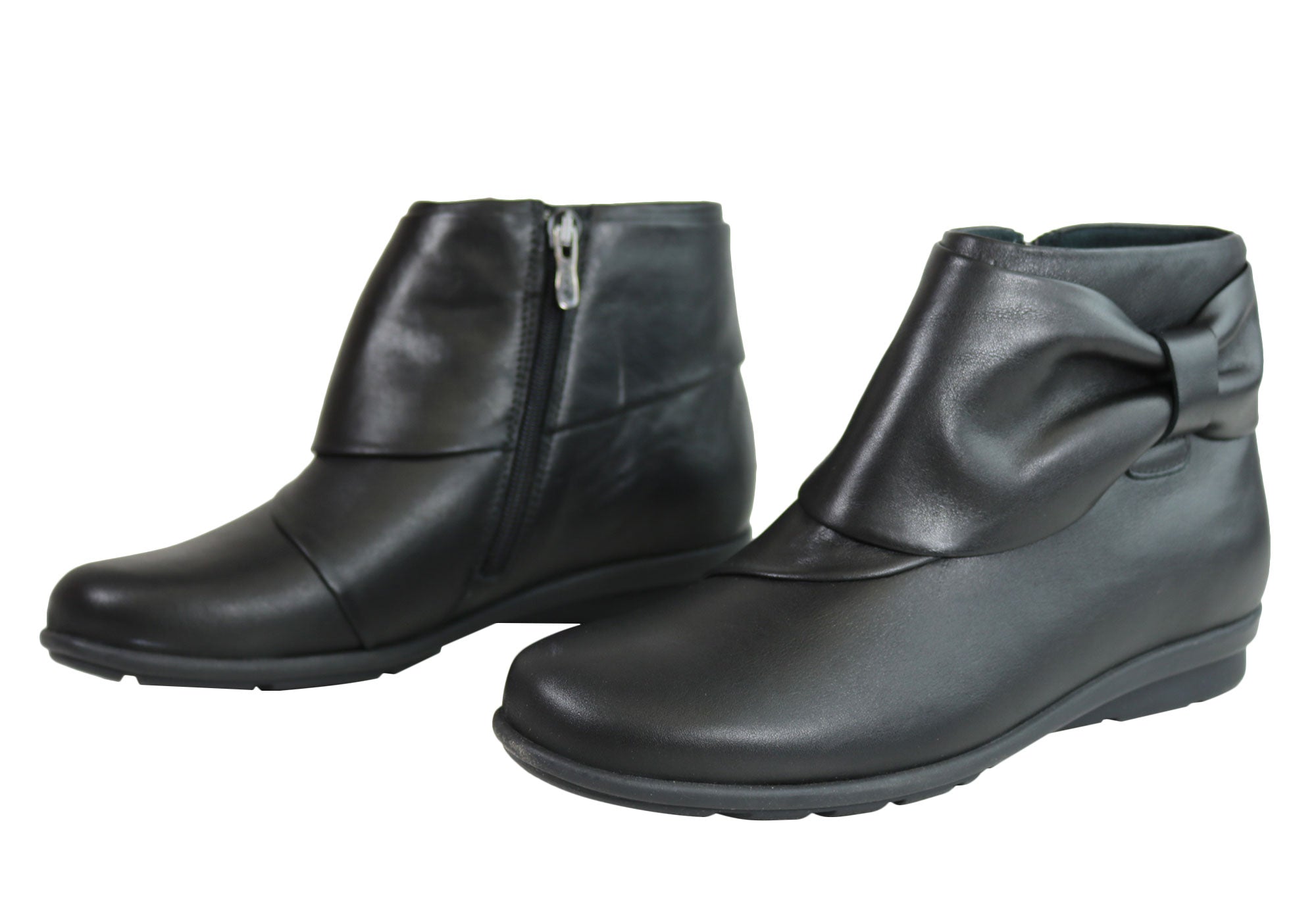 Flex & Go Women's Comfortable Leather Ankle Boots - Made in Portugal - Perfect for Work, Travel & Everyday Wear