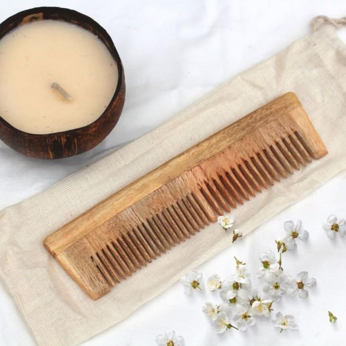 Kachi Neem Comb for Hair Care - Natural Ayurvedic Wooden Comb (Pack of 1) | Detangles Hair, Reduces Dandruff & Promotes Scalp Health | Perfect for Daily Hair Brushing & Ayurvedic Hair Care Routine