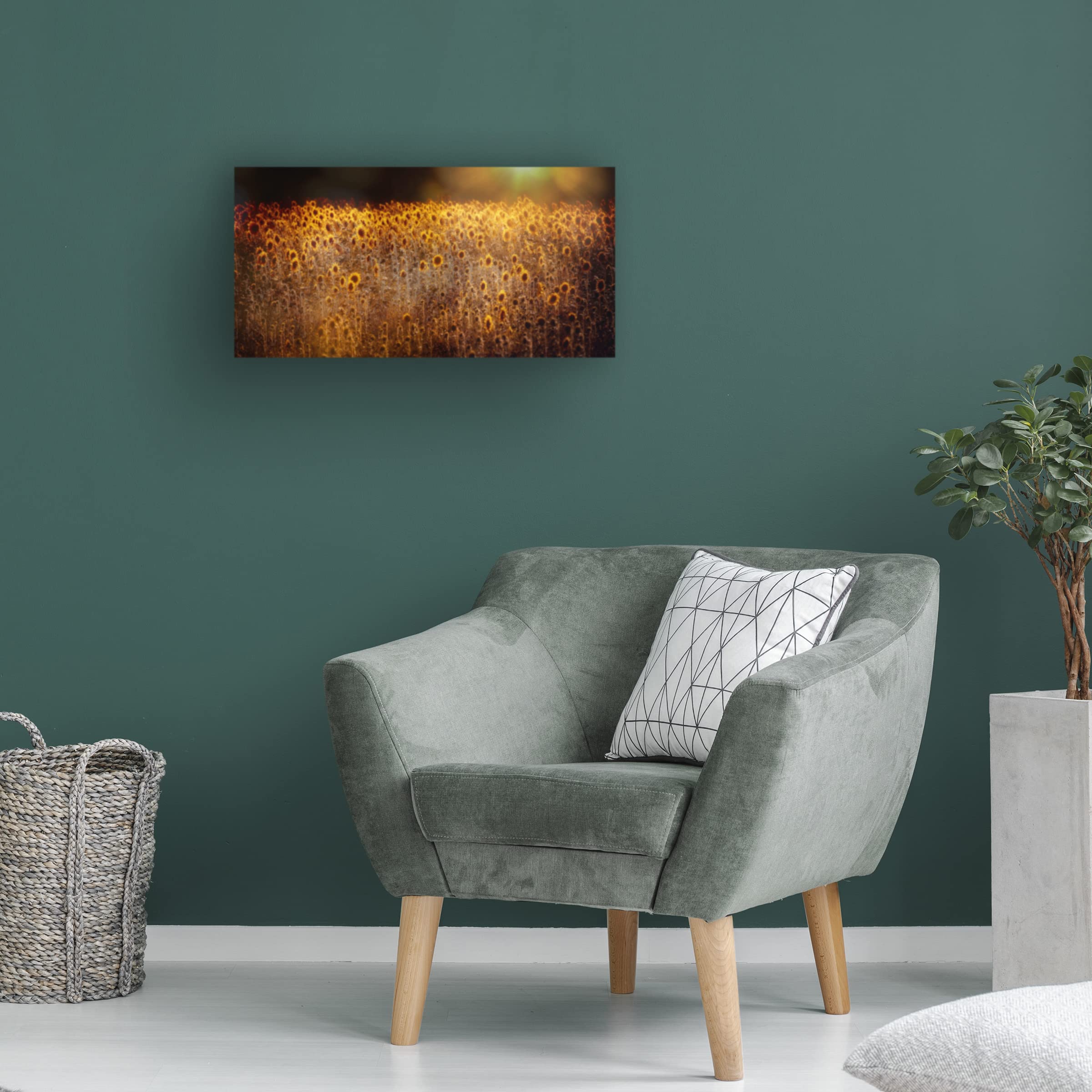 Trademark Fine Art 'Fields Of Gold' Canvas Wall Art by Anna Cseresnjes - Hand-Painted Landscape Oil Painting for Living Room, Bedroom & Office Decor