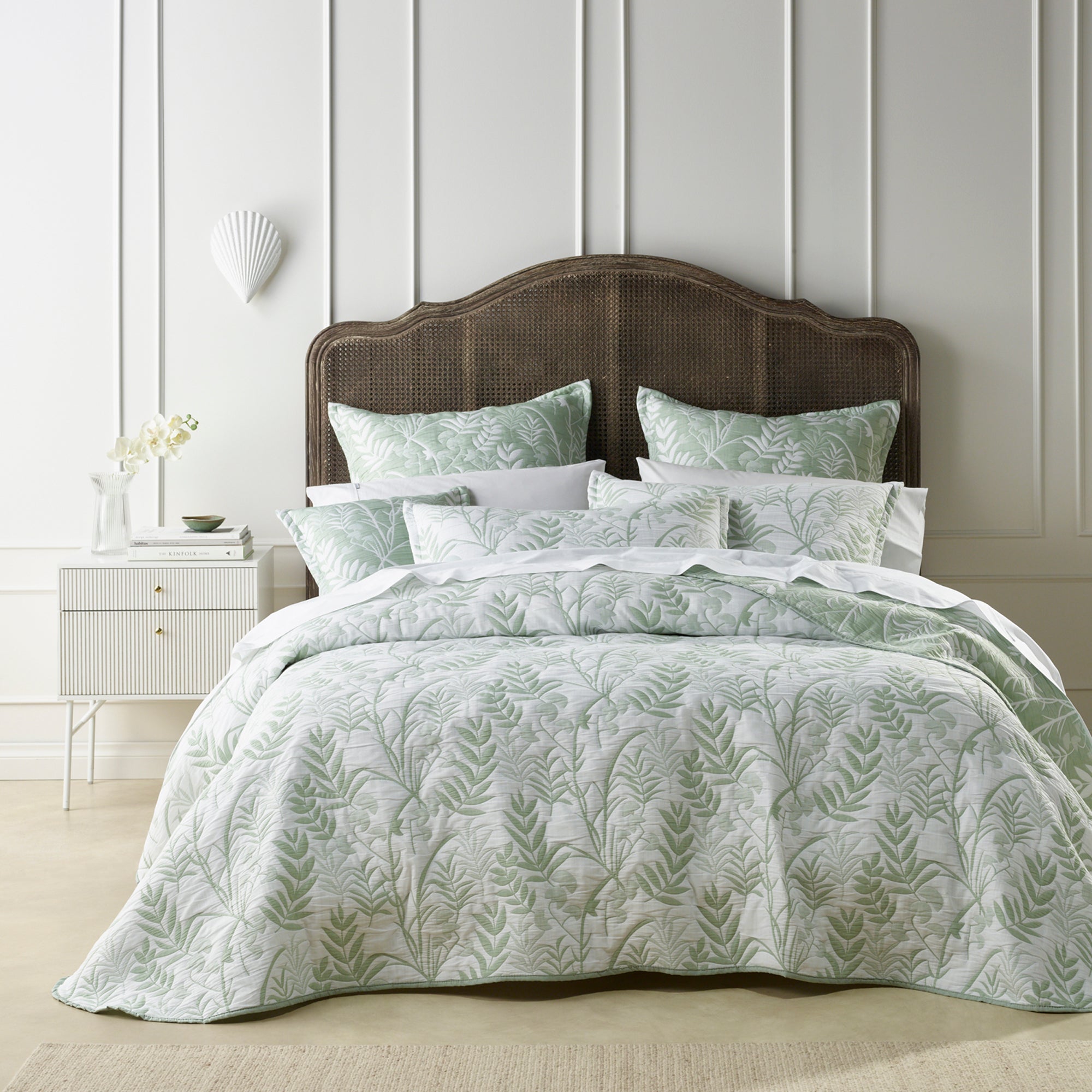 Eden Sage Bedspread Set By Bianca - Queen Size Luxury Bedding Set with Matching Pillow Shams, Soft Microfiber Comforter for Cozy Bedroom Decor | Perfect for Master Bedroom, Guest Room & Airbnb Stays