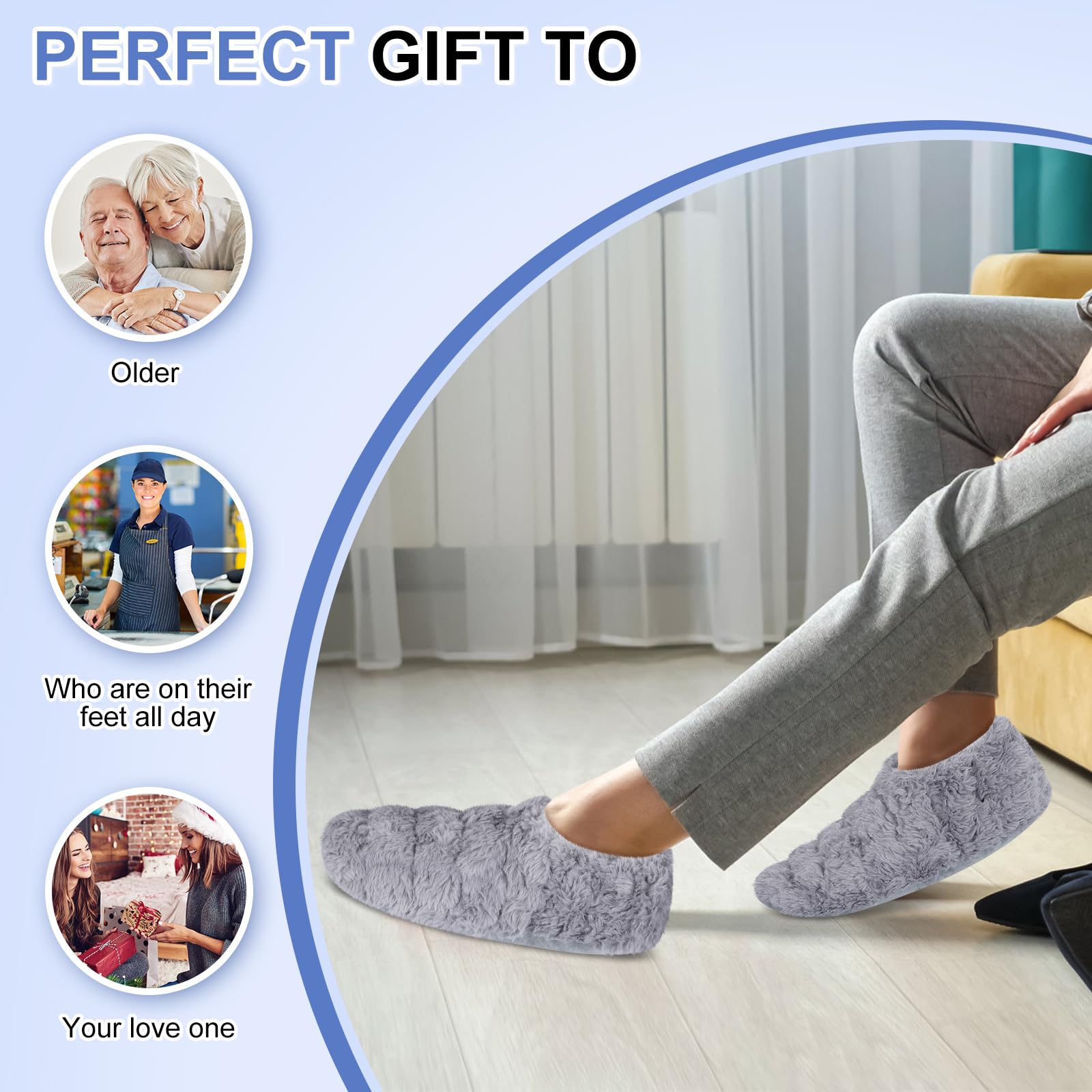 SUZZIPAD Microwavable Heated Slippers for Women & Men - Warm Foot Warmer for Bed, Plantar Fasciitis Relief, Cold Feet Comfort - Perfect for Winter Nights, Arthritis Pain, and Cozy Home Relaxation