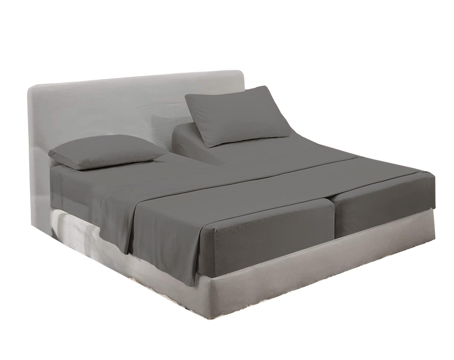 400 Thread Count 100% Cotton Split King Sheets Set (5-Piece) for Adjustable Beds - Fits Sleep Number Twin-XL & 14-16