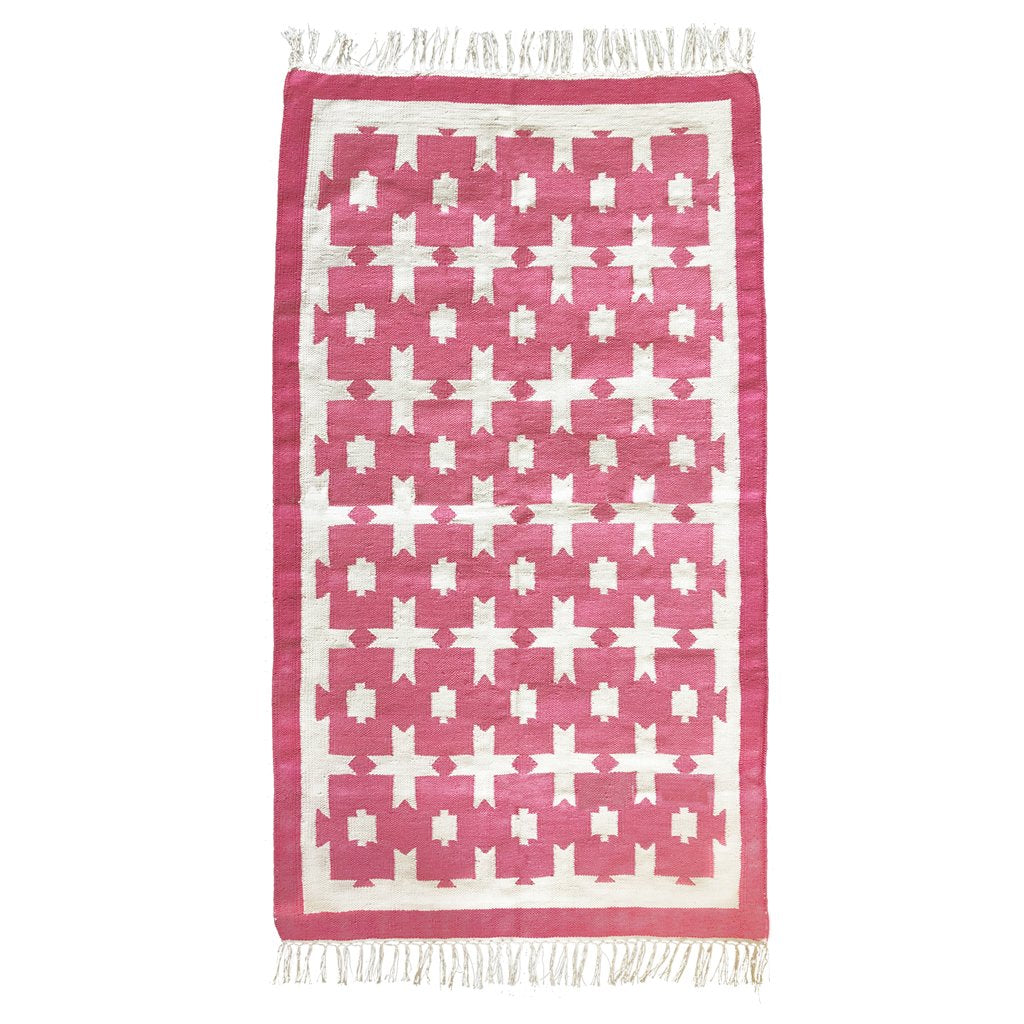 Chunky Knit Cotton Pink Area Rug - Soft & Cozy Home Decor for Living Room, Bedroom, Nursery | Perfect for Boho, Farmhouse & Modern Styles