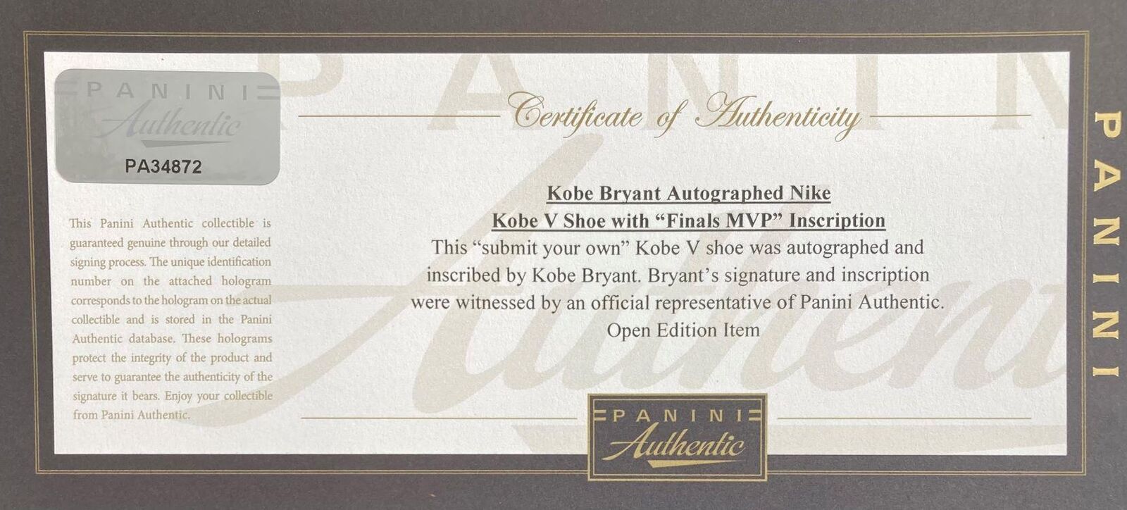 Authentic Kobe Bryant Signed Nike Zoom Kobe V Prelude Lakers Shoes - Finals MVP Edition - Panini Certified - Collectible Basketball Memorabilia for Fans & Sports Enthusiasts