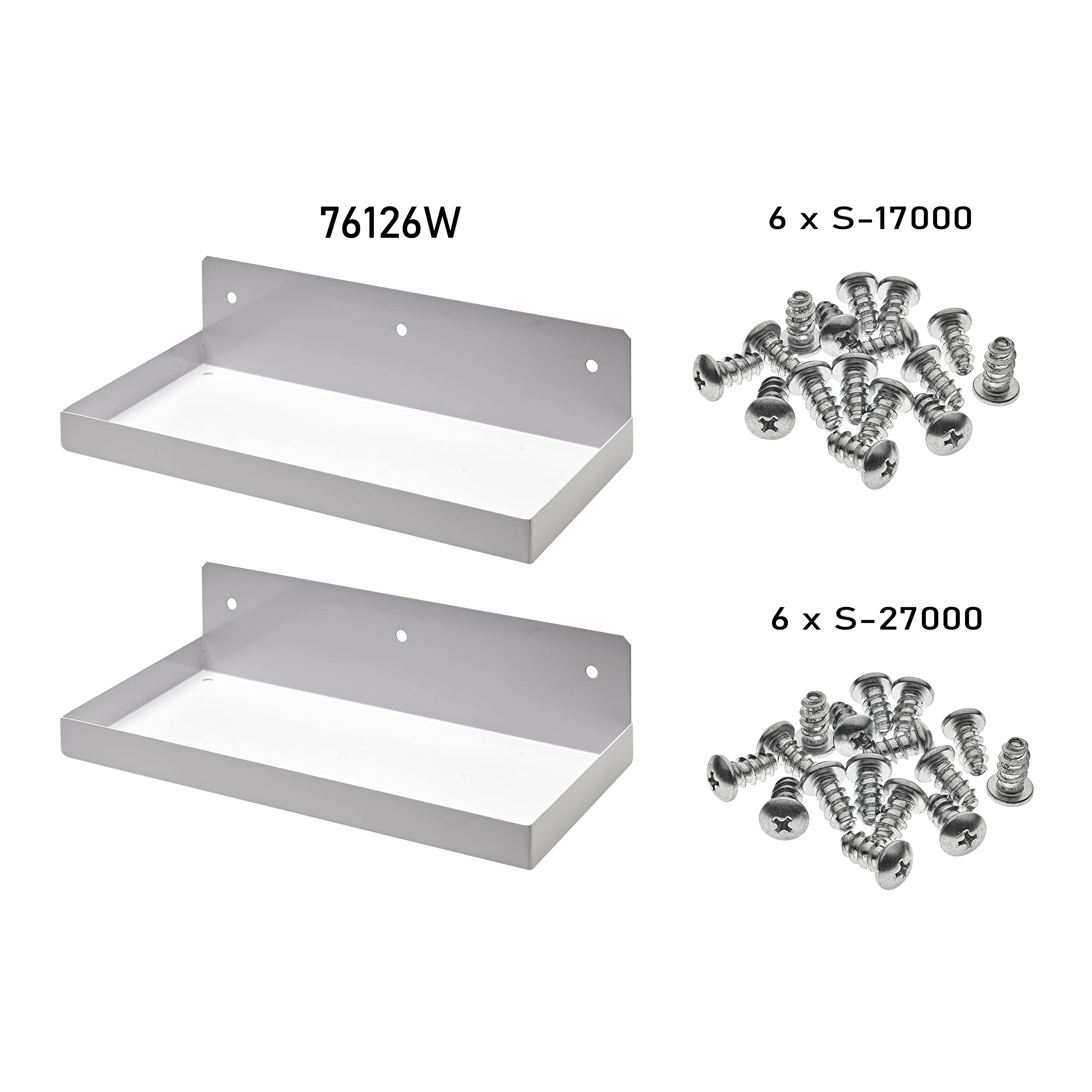 Triton Products 12-Inch Wide x 6-Inch Deep White DuraHook Shelves (2-Pack) - Perfect for Garage Storage, Closet Organization & Small Space Solutions