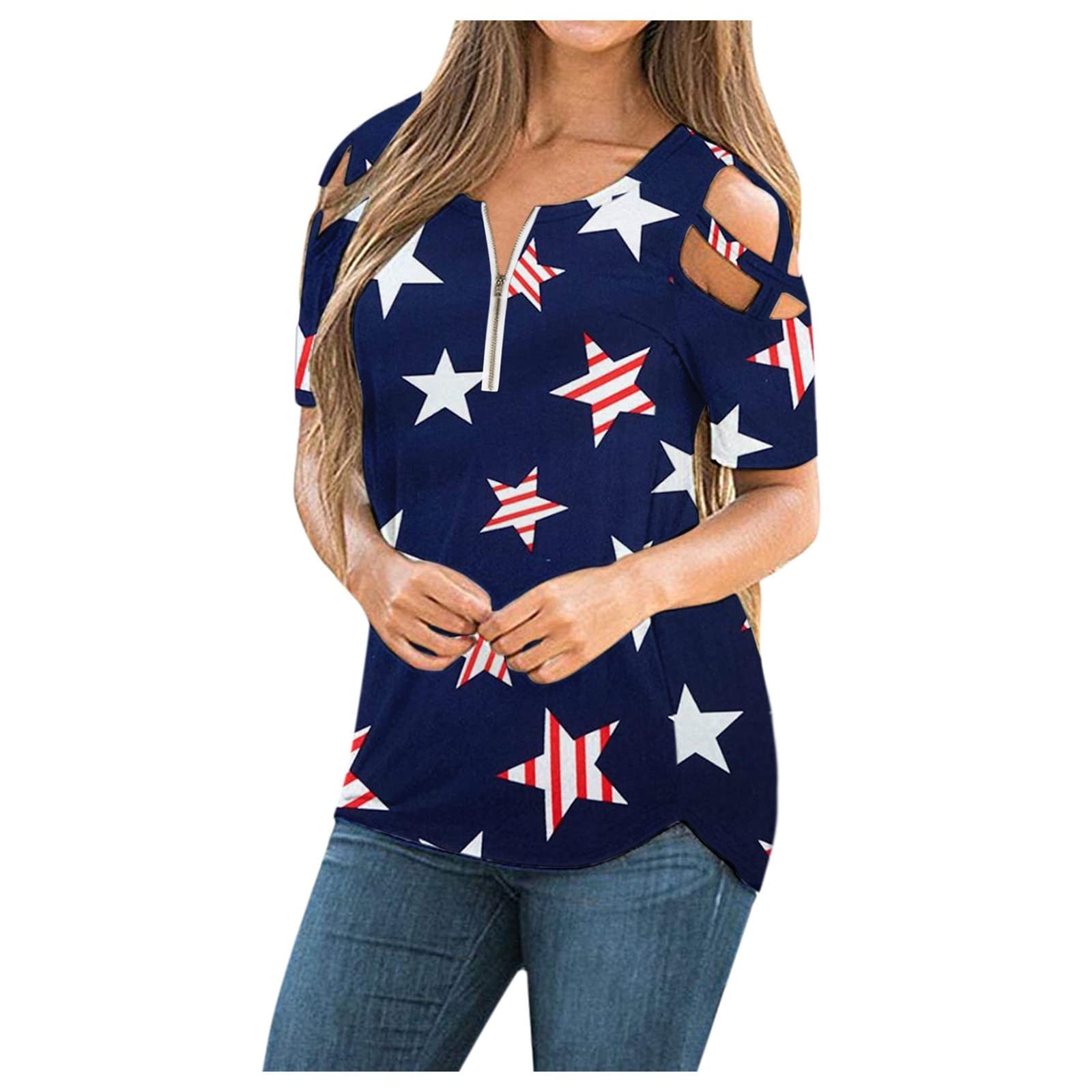 Women's Short Sleeve Tunic Tops - Casual Cold Shoulder Blouse Shirts for Summer, Beach & Everyday Wear | Flowy Loose Fit Shirt for Women