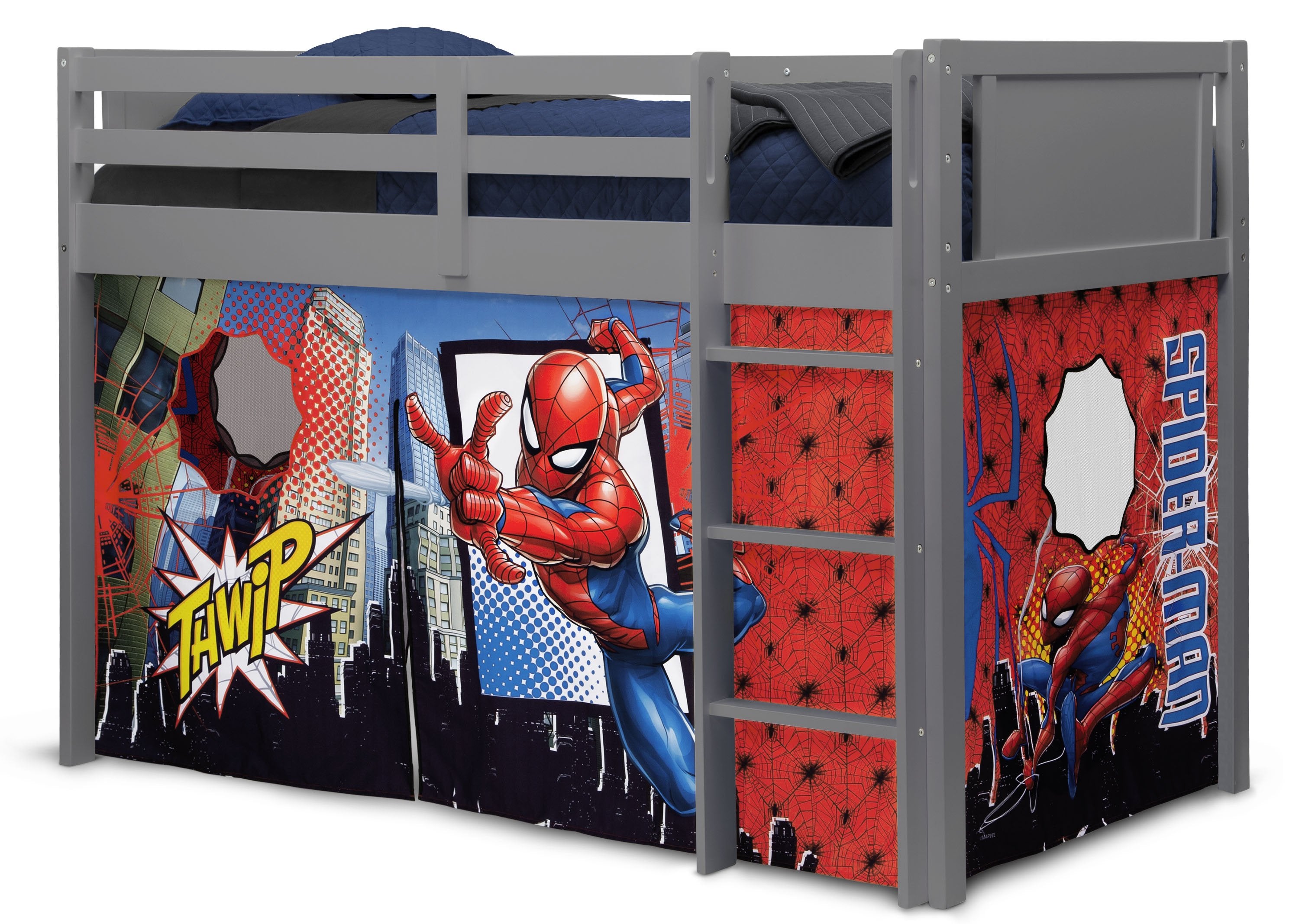 Spider-Man Themed Loft Bed Tent & Curtain Set for Twin Size Beds - Perfect for Kids' Bedroom Decor & Superhero Fantasy Play (Bed Sold Separately)