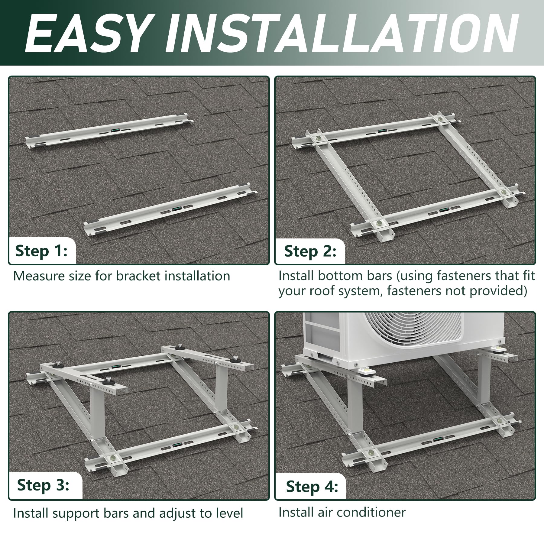 Flehomo Heavy Duty Adjustable Rooftop Mount Bracket for Mini Split AC & Heat Pump Systems - Compatible with 9,000-24,000 BTU Units - Perfect for Commercial Buildings, Warehouses & Residential Roof Installations