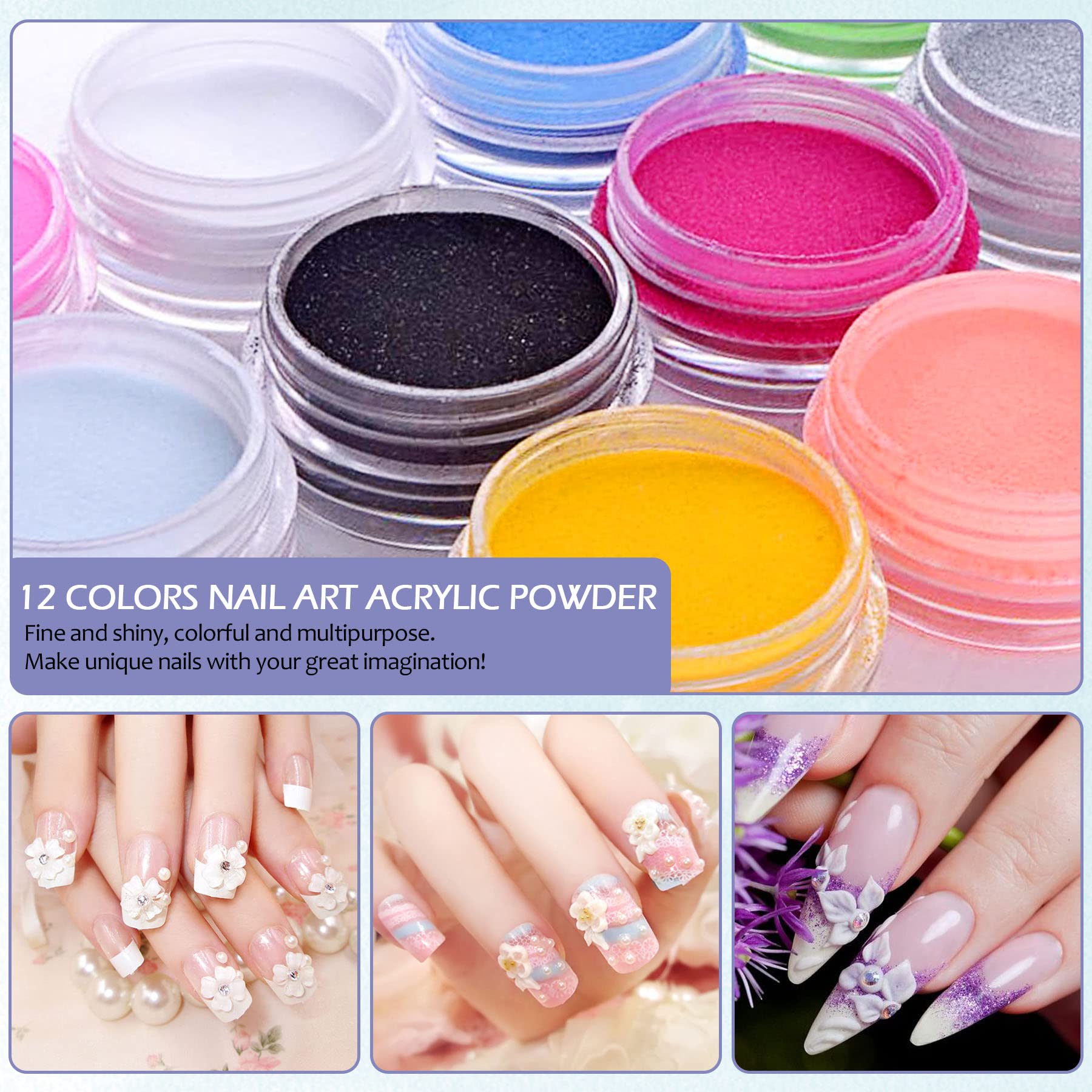 Professional Acrylic Nail Kit with Powder, Liquid & Primer - Full Set for Salon & Home Manicures | Practice Tools & Nail Tips Included | Perfect for Beginners & Nail Artists
