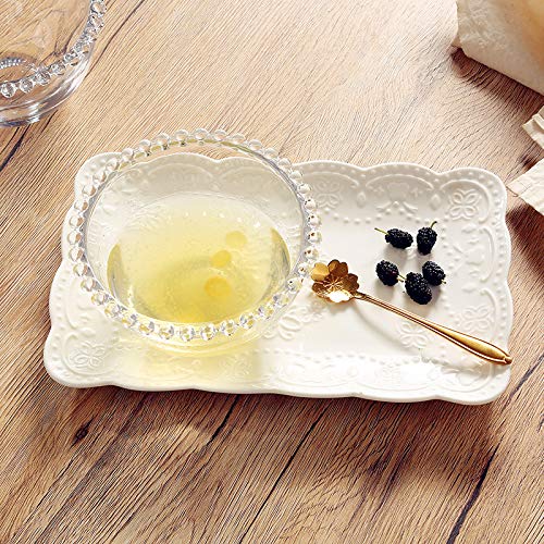 Sizikato Clear Glass Dessert Bowl with Beaded Rim - Perfect for Fruit Salads, Ice Cream, Yogurt & Party Serving - Elegant Tableware for Dining & Entertaining