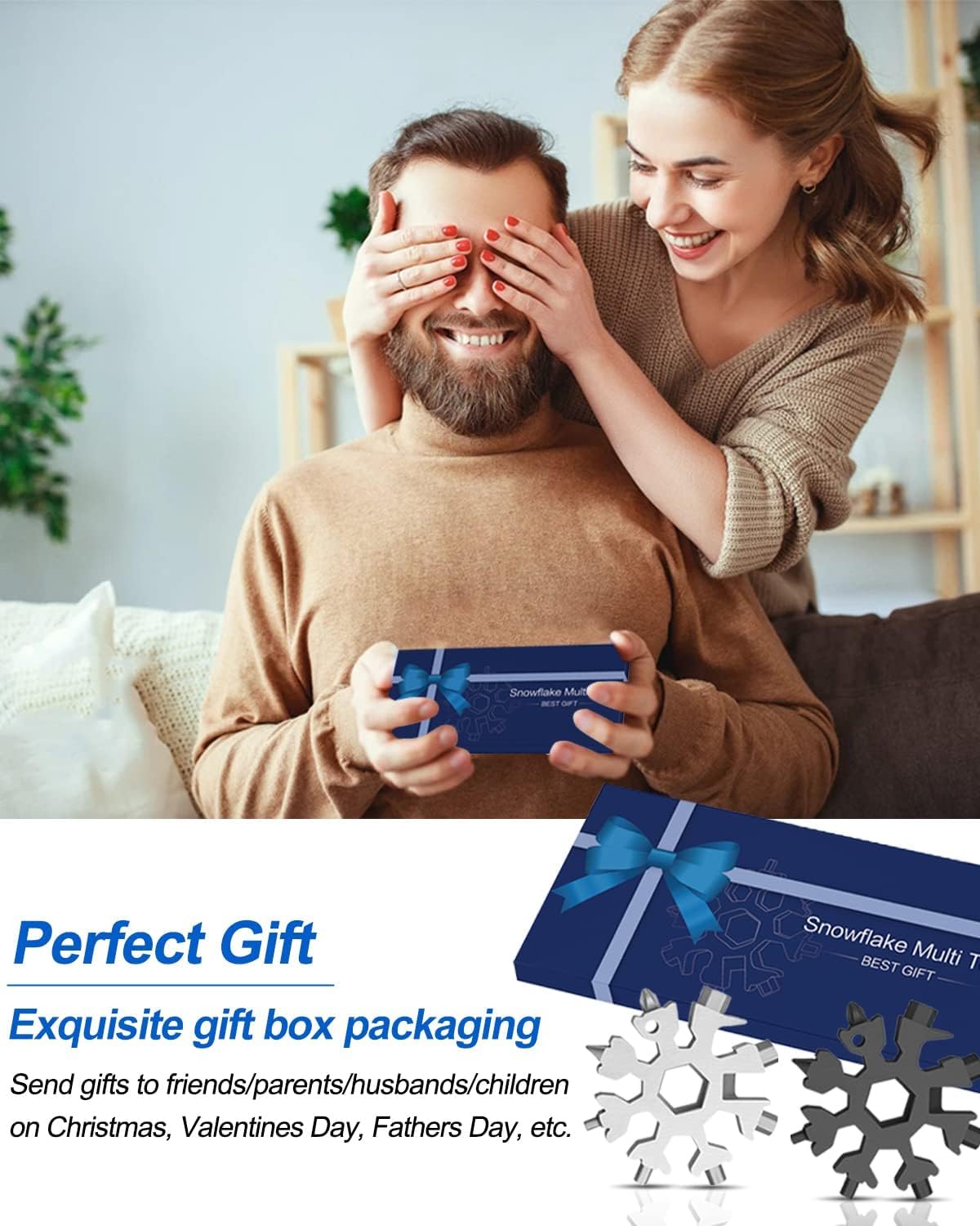 18-in-1 Snowflake Multitool - Perfect Stocking Stuffer for Men & Women | Unique Christmas Gifts for Him, Husband & Boyfriend | Cool Gadgets for Adults Who Have Everything | Great for Camping, Hiking, Emergency & Everyday Carry (EDC)