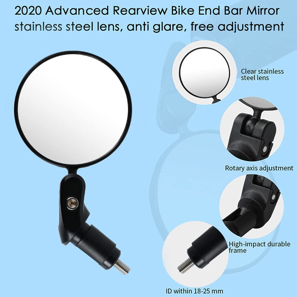 **KOUISYY 2Pcs Bike Mirror - HD Safety Rearview Mirrors for Mountain & Road Bicycles, Adjustable Bar End Cycling Mirrors for Enhanced Visibility - Perfect for Commuting, Touring & Off-Road Adventures**