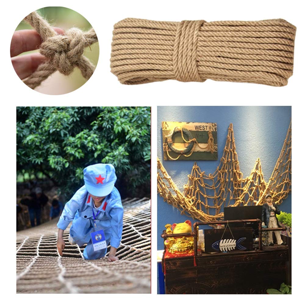 Outdoor Safety Rope Net - Durable Manila Jute Mesh for Balcony Railing Protection, Child Safety Fence, Garden Plant Support & Climbing Decor | Perfect for Home, Playground & Backyard Safety