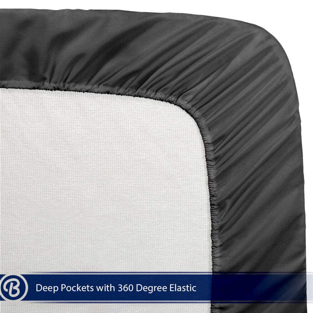 Bare Home Queen Size Coverlet and Microfiber Sheet Set - Diamond Stitched Lightweight Bedspread with Ultra Soft Sheets (Dark Blue Coverlet, Grey Sheets) - Perfect for Guest Rooms, Master Bedrooms, and Cozy Home Decor