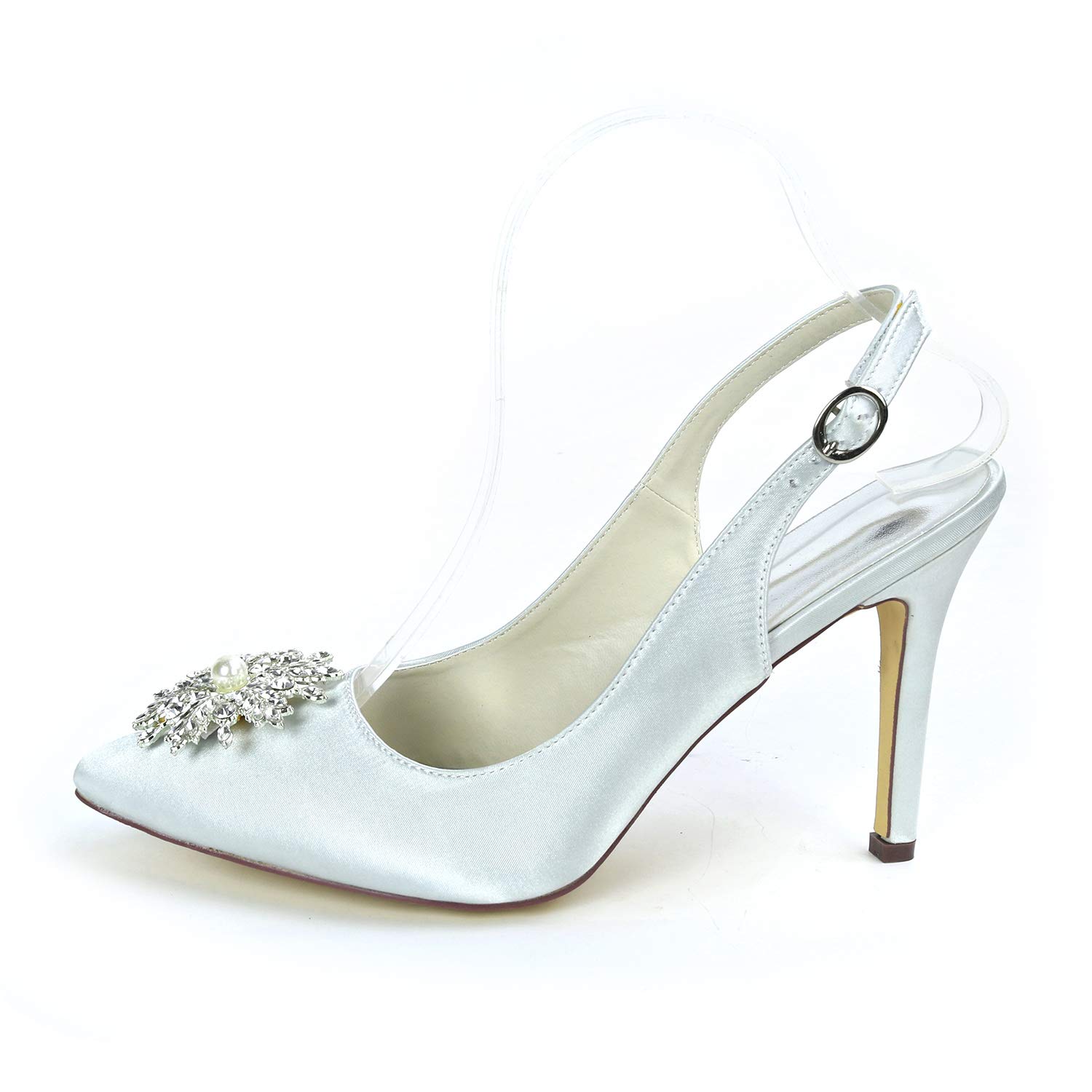 Ivory White Wedding Shoes for Women - Elegant Closed Toe Bridal Pumps with Ankle Strap & Slingback Heels | Perfect for Bridal Ceremony, Reception, and Formal Occasions