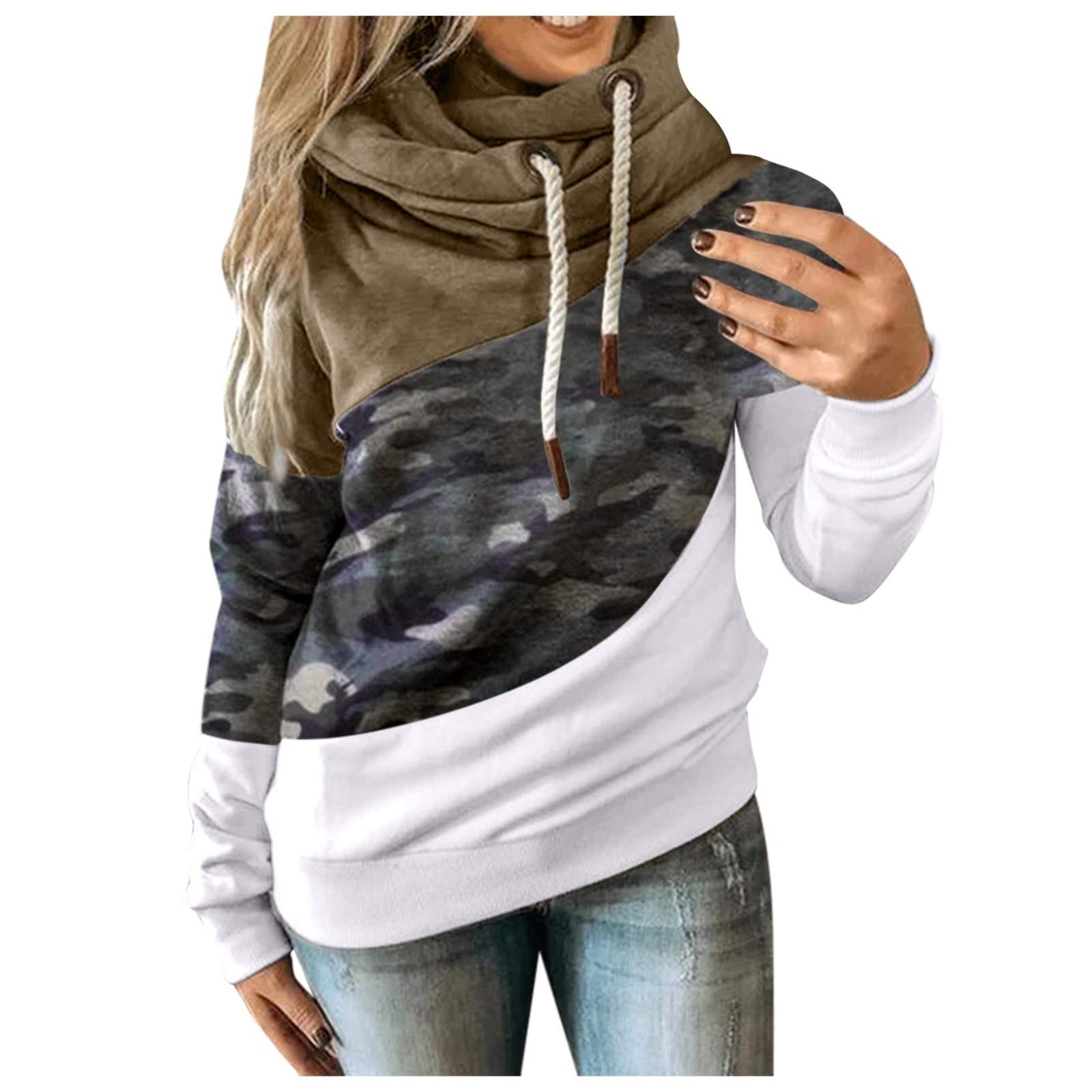 Women's Gray Zip Up Hoodie - Casual Long Sleeve Camouflage Pullover with Contrast Details | Perfect for Outdoor Activities, Streetwear & Everyday Comfort