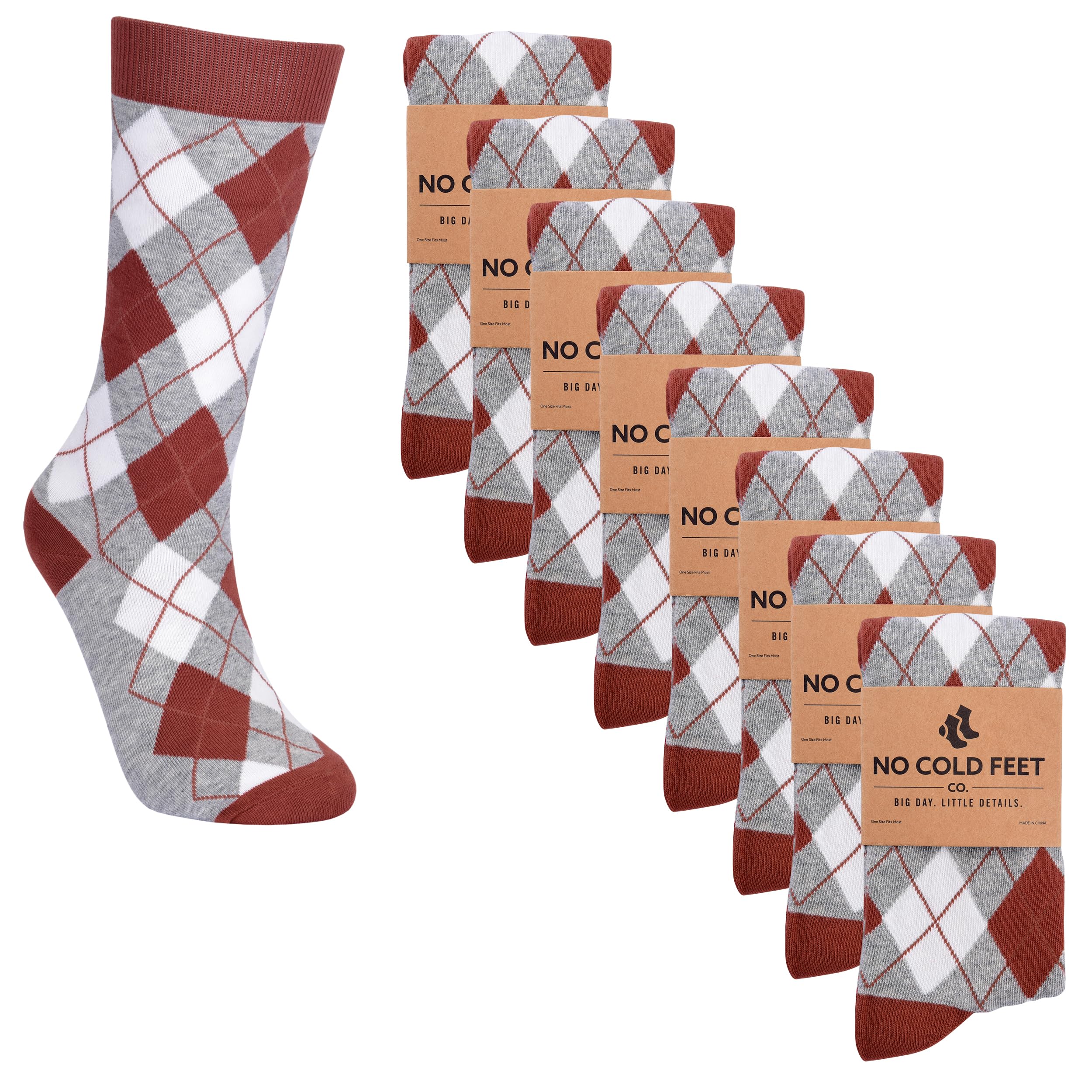 Fun Orange Colorful Novelty Socks for Men - 8 Pack Dress Casual Formal Groomsmen Wedding Socks - Perfect for Parties, Gifts & Special Occasions
