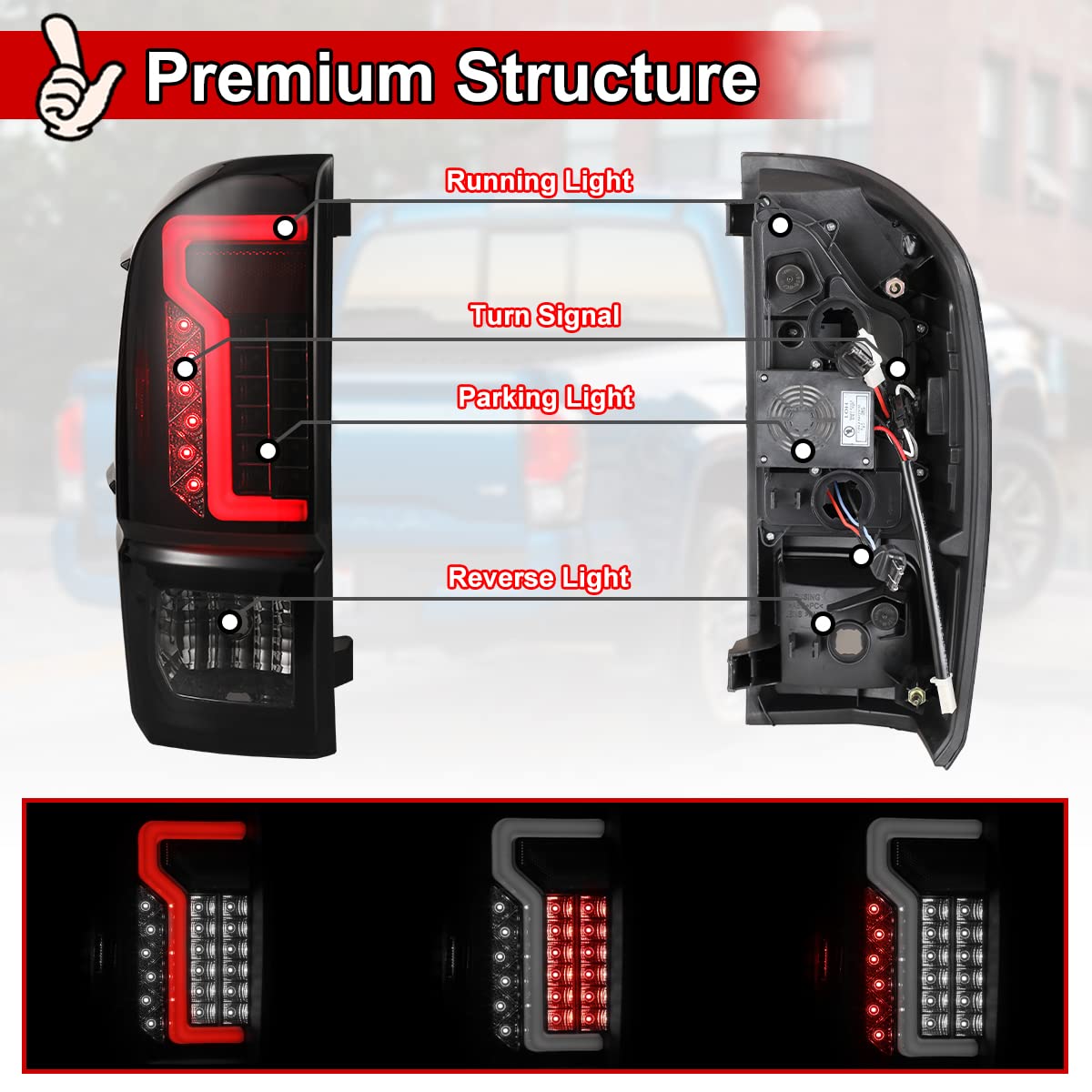 Nixon Offroad LED Tail Lights for Toyota Tacoma 2016-2023 - Matte Black Housing with Smoke Lens - Direct Replacement Rear Light Assembly (1 Pair) - Perfect for Off-Roading, Night Driving & Custom Truck Upgrades