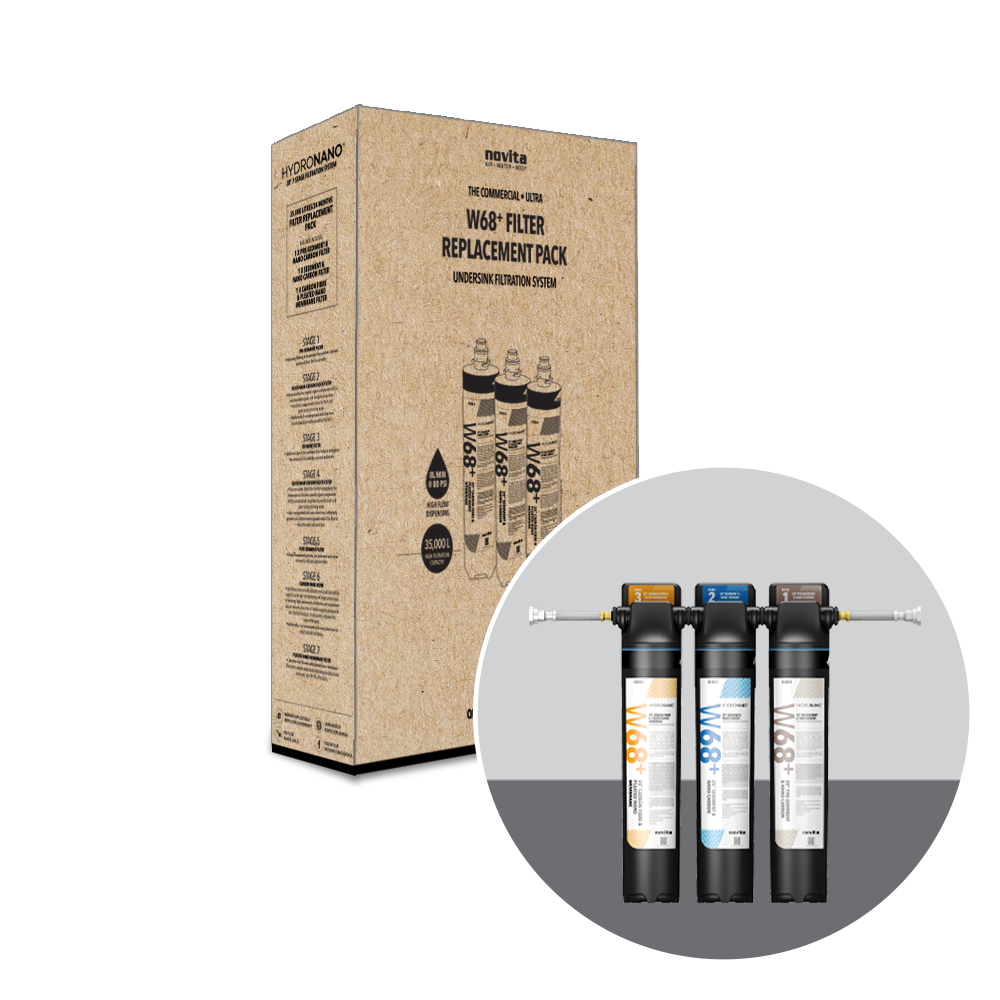 W68 Plus Ultra HydroNano™ Replacement Water Filters 6-Pack - Compatible with Refrigerators, Under Sink & Countertop Filtration Systems