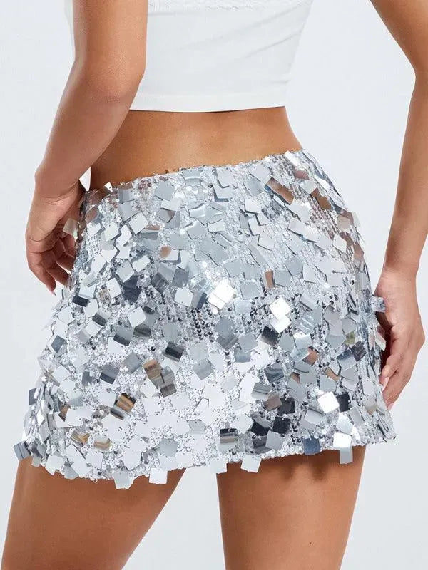 Sparkly Sequined Party Mini Skirt for Women - Glam Nightclub Outfit & Festive Holiday Celebration Wear