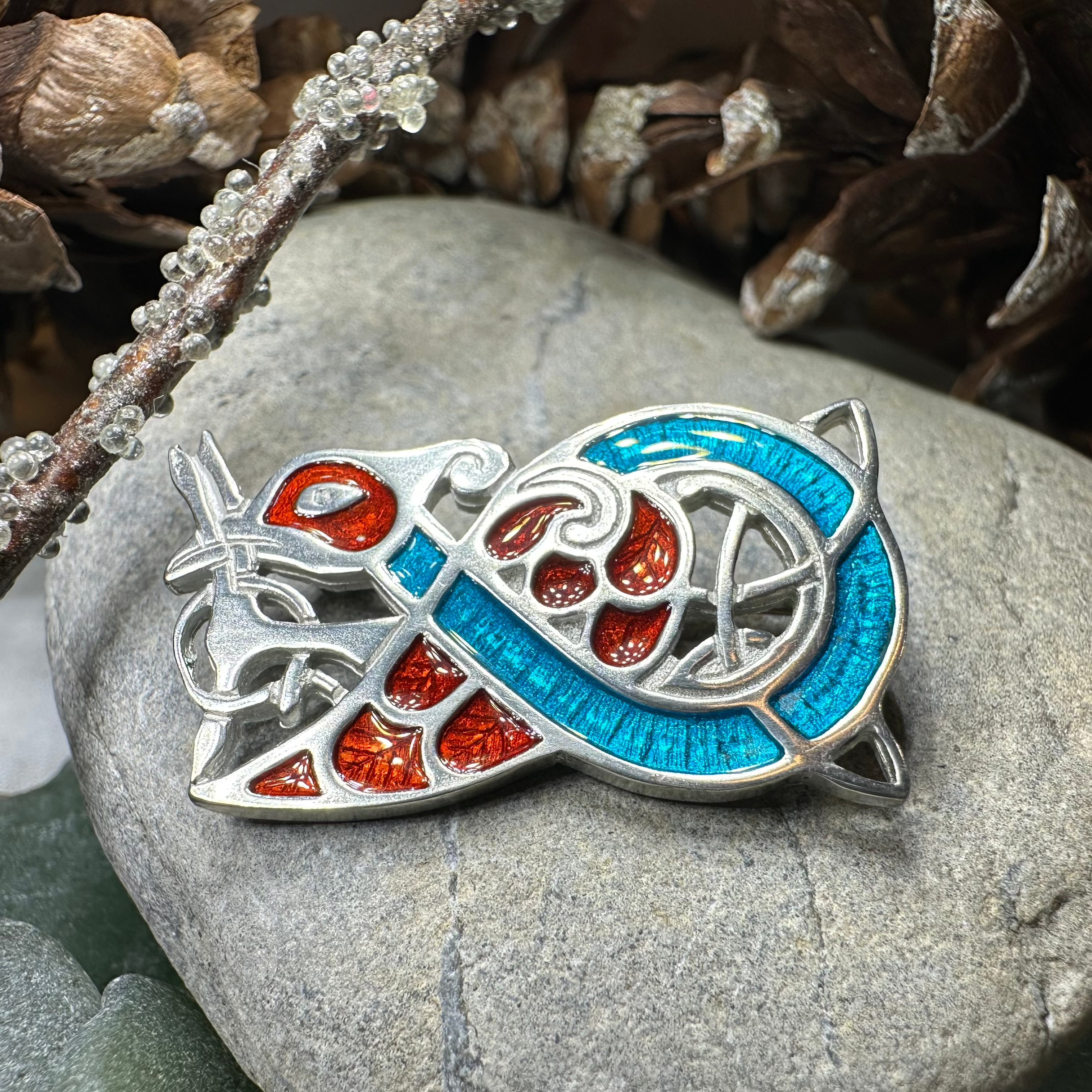 Book of Kells Celtic Bird Brooch - Handcrafted Irish Jewelry, Vintage Inspired Cloisonné Pin for Women | Perfect for Celtic Festivals, Irish Weddings & Heritage Celebrations