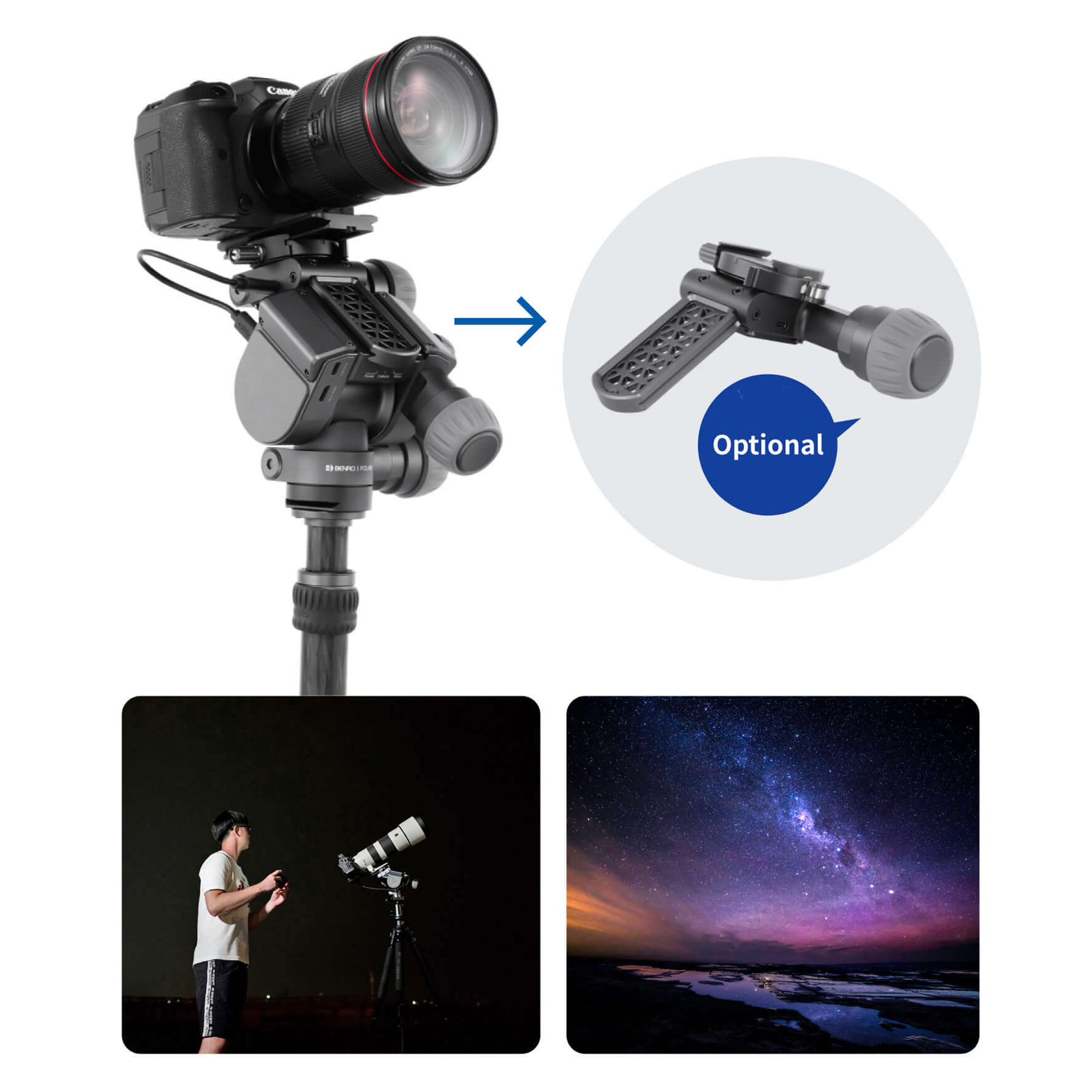 Benro Polaris Smart Electric Tripod Head - 3-Axis WiFi Gimbal for Astrophotography | Perfect for Night Sky Photography, Time-Lapse Videos & Stargazing Adventures