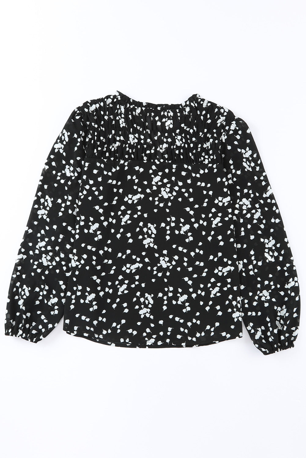 Stylish V Neck Printed Crinkled Long Sleeve Blouse for Women - Trendy Casual & Office Wear