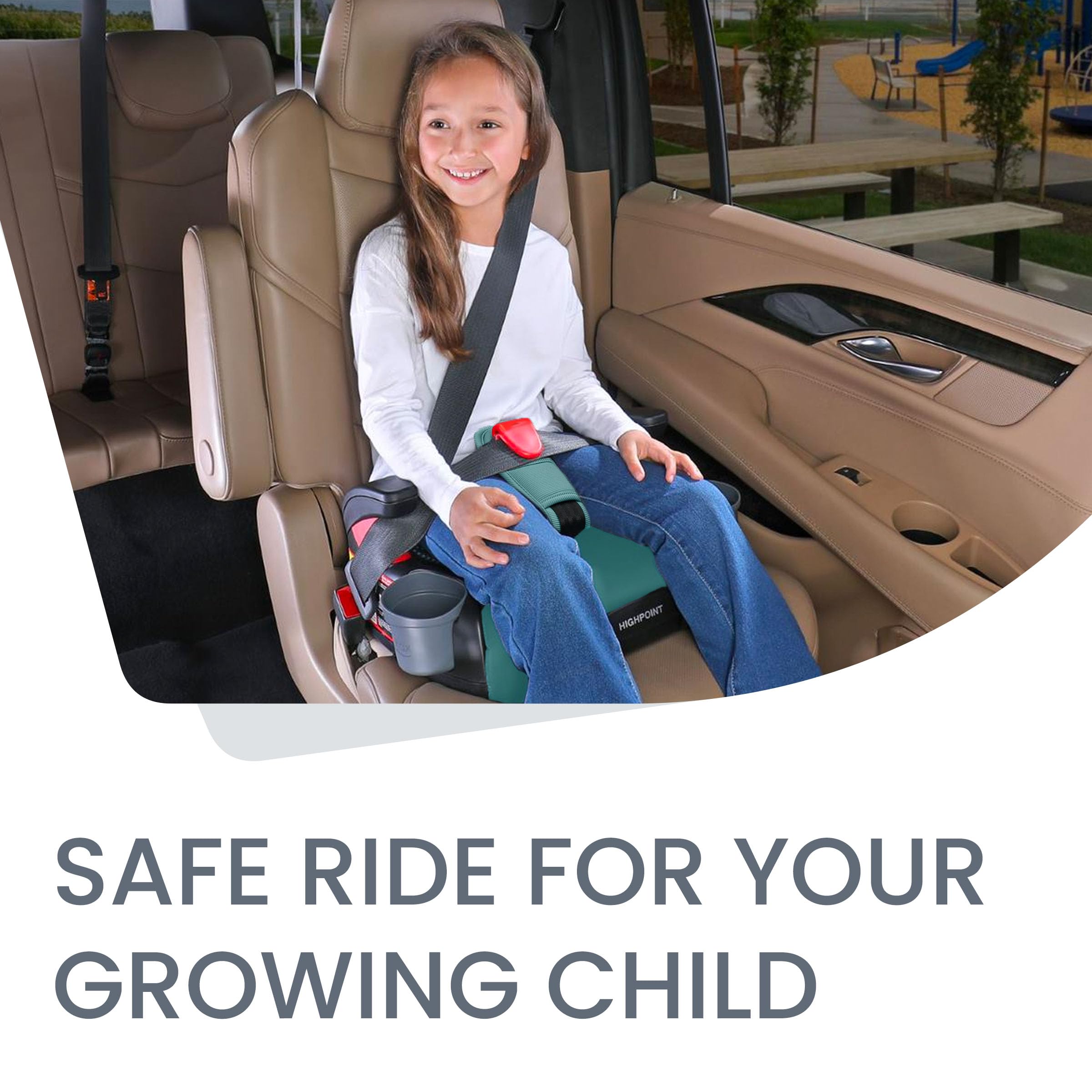 Britax Highpoint Backless Belt-Positioning Booster Car Seat for Kids - SafeWash Green Ombre - Lightweight & Comfortable for Travel, School, and Everyday Use