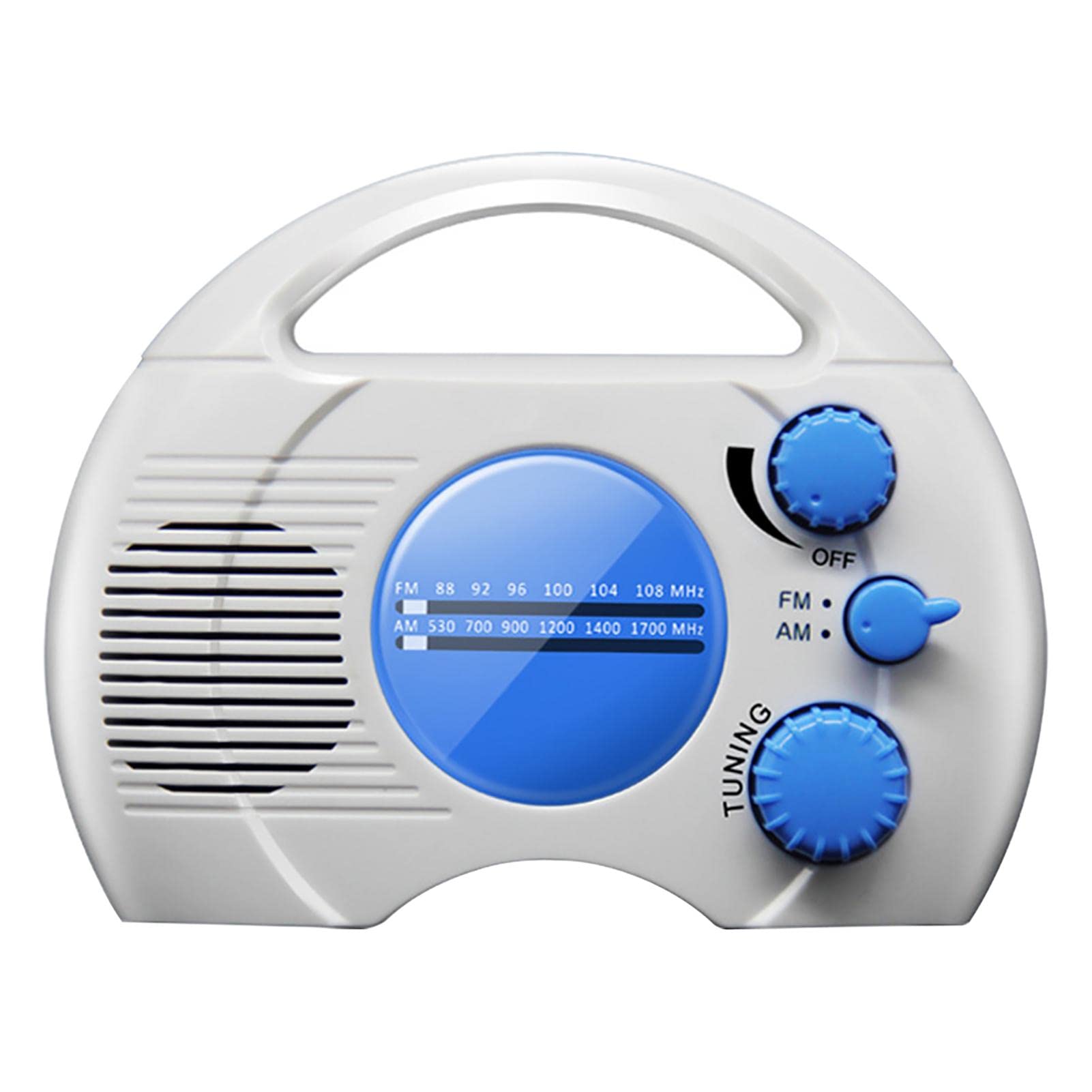 SY-910 Mini Portable AM FM Shower Radio - Waterproof Wireless Hanging Speaker with Built-in Battery for Bathroom, Hot Tub, Outdoor Use (15x5.5x12.5cm) | Perfect for Singing in the Shower, Relaxing in the Bathtub & Camping Trips