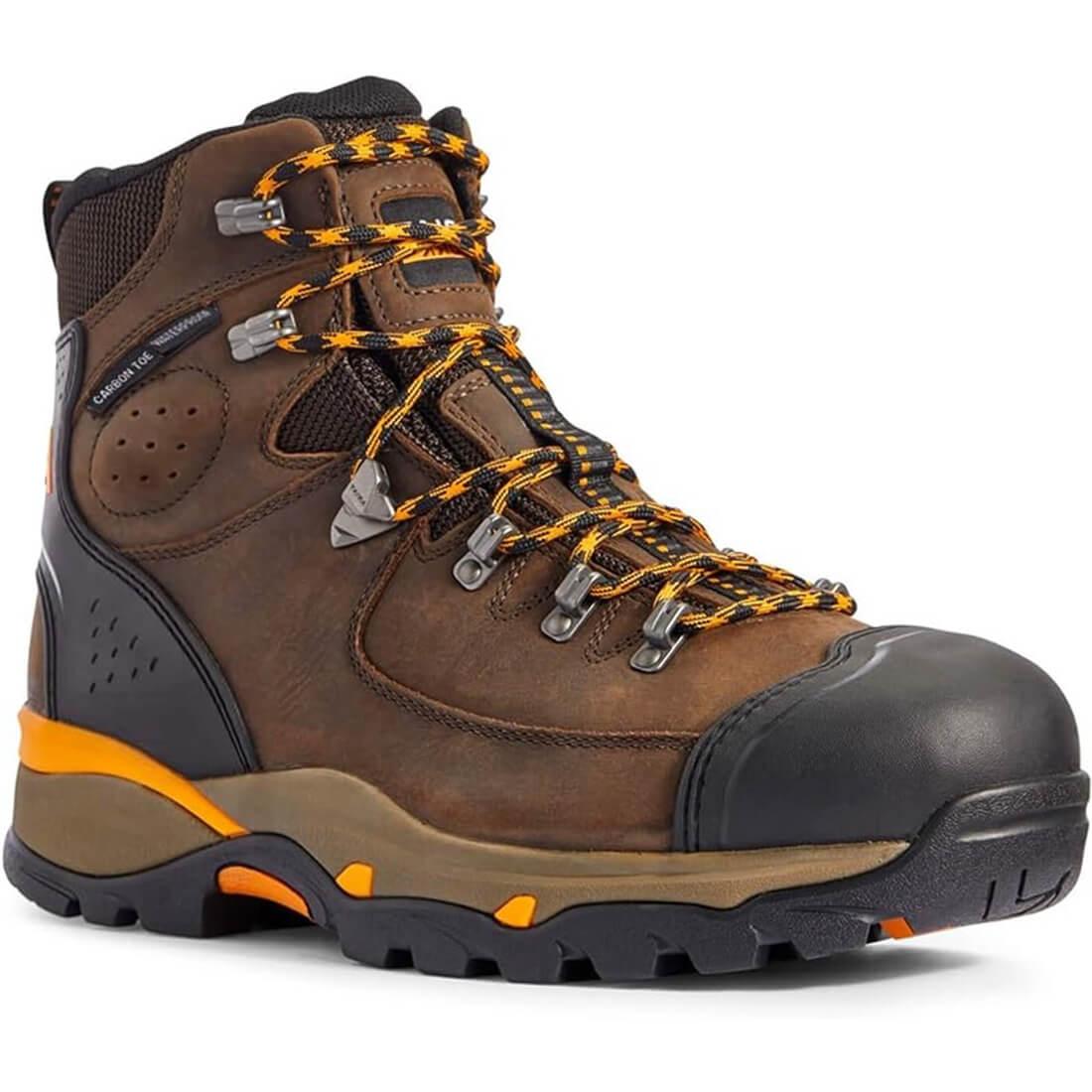 Endeavor 6 Inch Carbon Toe Waterproof Work Boots for Men - Slip Resistant Safety Shoes, Chocolate Brown - Ideal for Construction, Warehouse & Outdoor Work