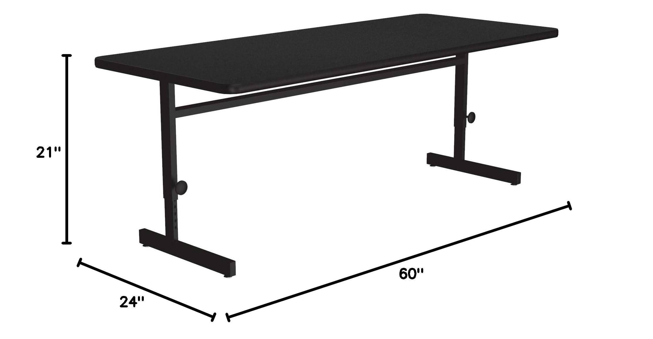 Correll 24x60 Inch Adjustable Height Rectangular Training & Computer Desk with Black Granite Melamine Top, Steel Frame - Ergonomic Workstation for Home Office, Gaming, and Study (CSA2460M-07)