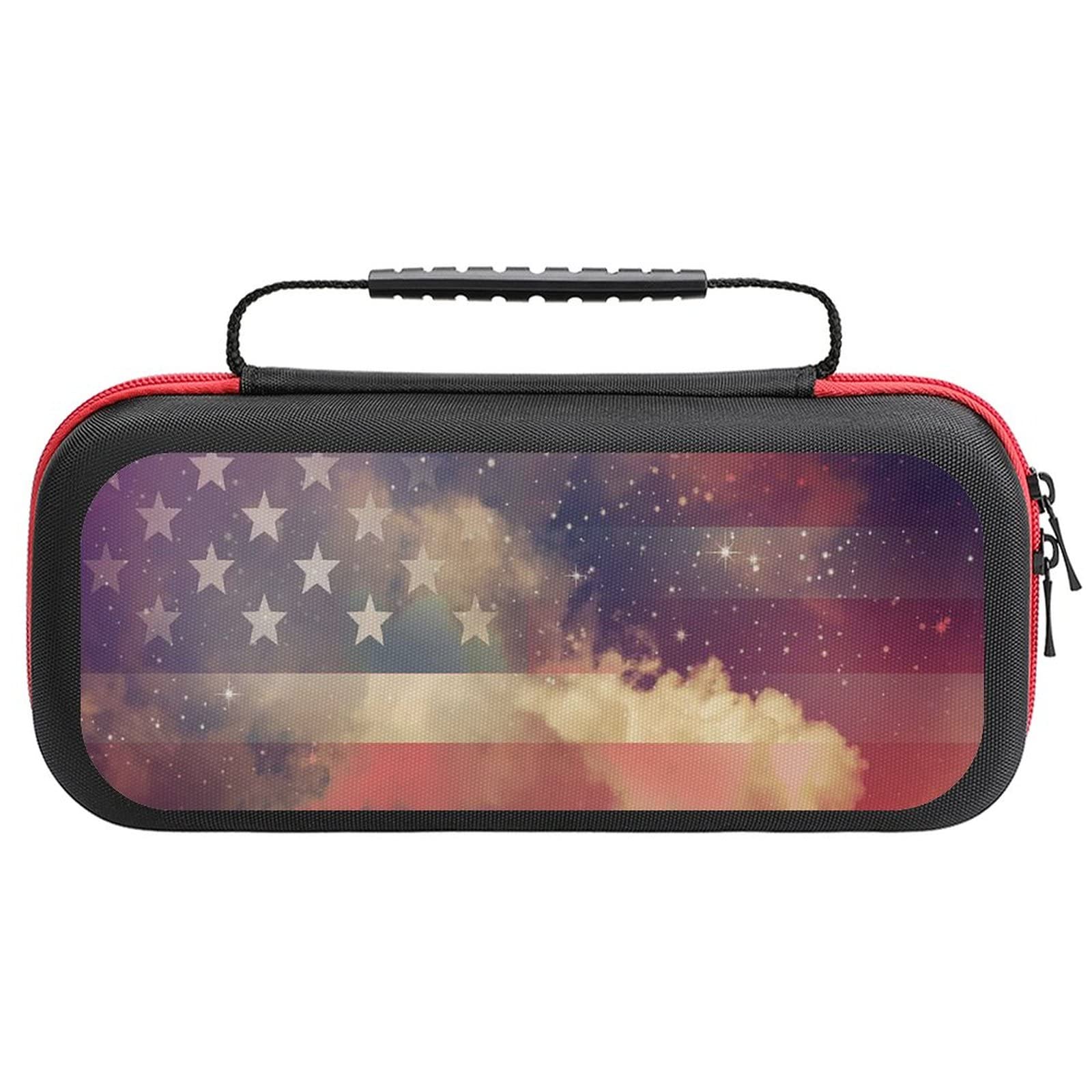 FunnyStar American Flag Design Nintendo Switch Carrying Case with Night Sky Print - Protective Shell Storage Handbag for Travel & Commuting | Compatible with Switch OLED & Original Models