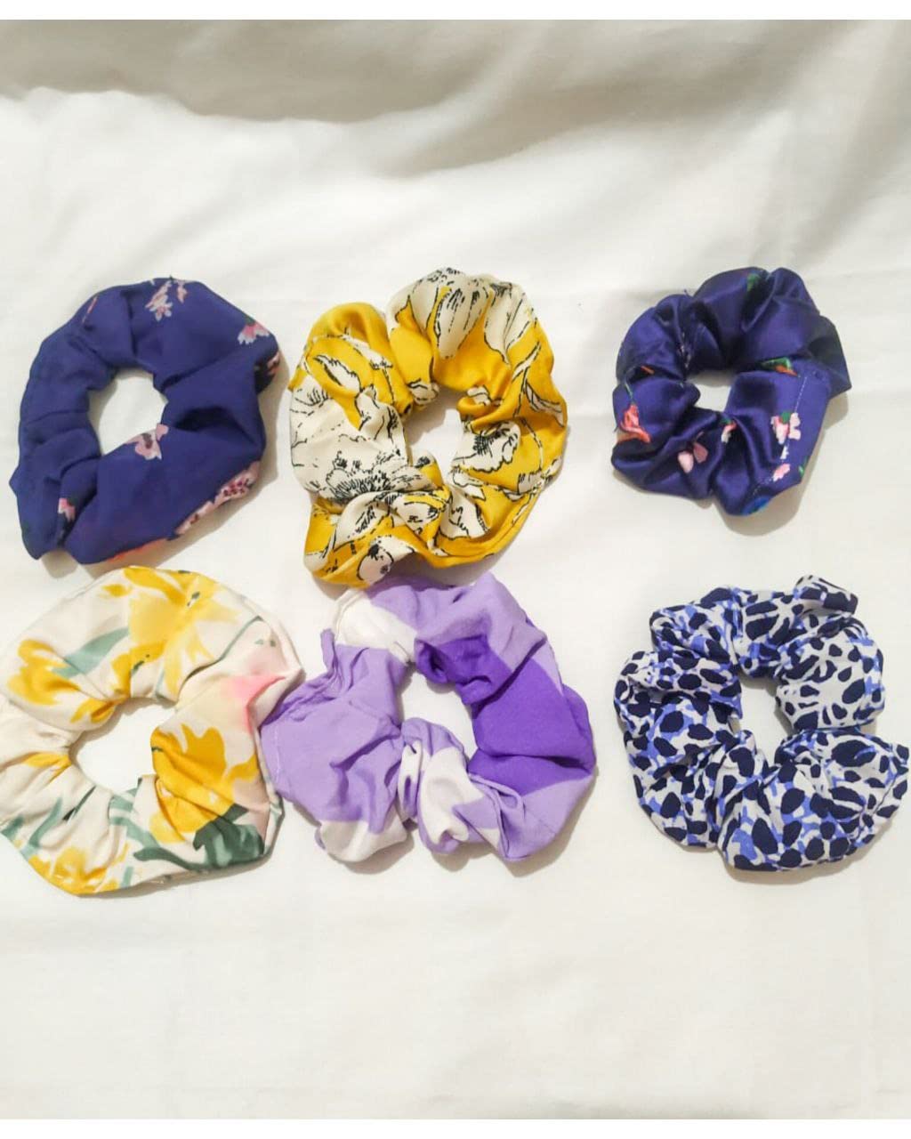 DelightfullWears 12 Pack Chiffon Hair Scrunchies - Soft Ponytail Holders & Floral Hair Ties for Women & Girls - Hair Accessories for Work, Gym, Party & Everyday Use (12 Pcs)