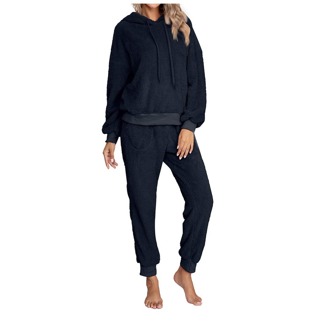 ATRISE Women's Casual Hoodie & Jogger Tracksuit Set - Ripped Hole Pullover Sweatshirt with Matching Sweatpants | Gym Workout, Running, Yoga & Lounge Wear