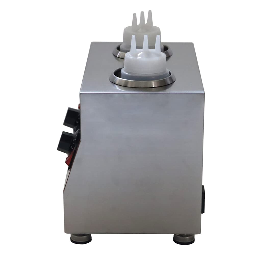INTSUPERMAI Commercial Electric Sauce Warmer & Dispenser - 650ml Double Bottles, Adjustable Temperature (110V, 320W) - Perfect for Restaurants, Catering & Buffet Serving