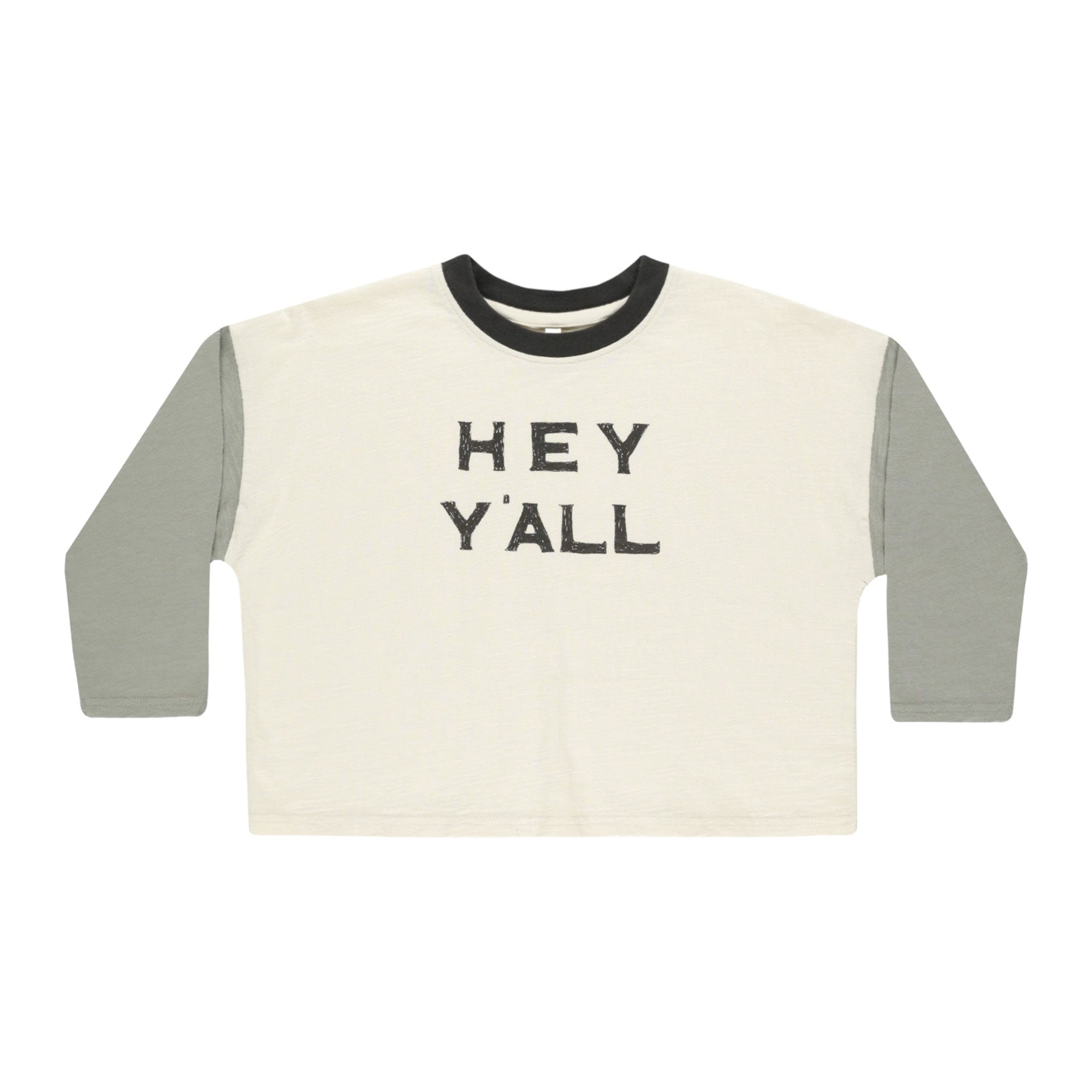 Camden Long Sleeve Tee - Soft Cotton Comfort Shirt with 'Hey Y'all' Print in Natural Color | Perfect for Casual Wear, Outdoors & Everyday Fashion