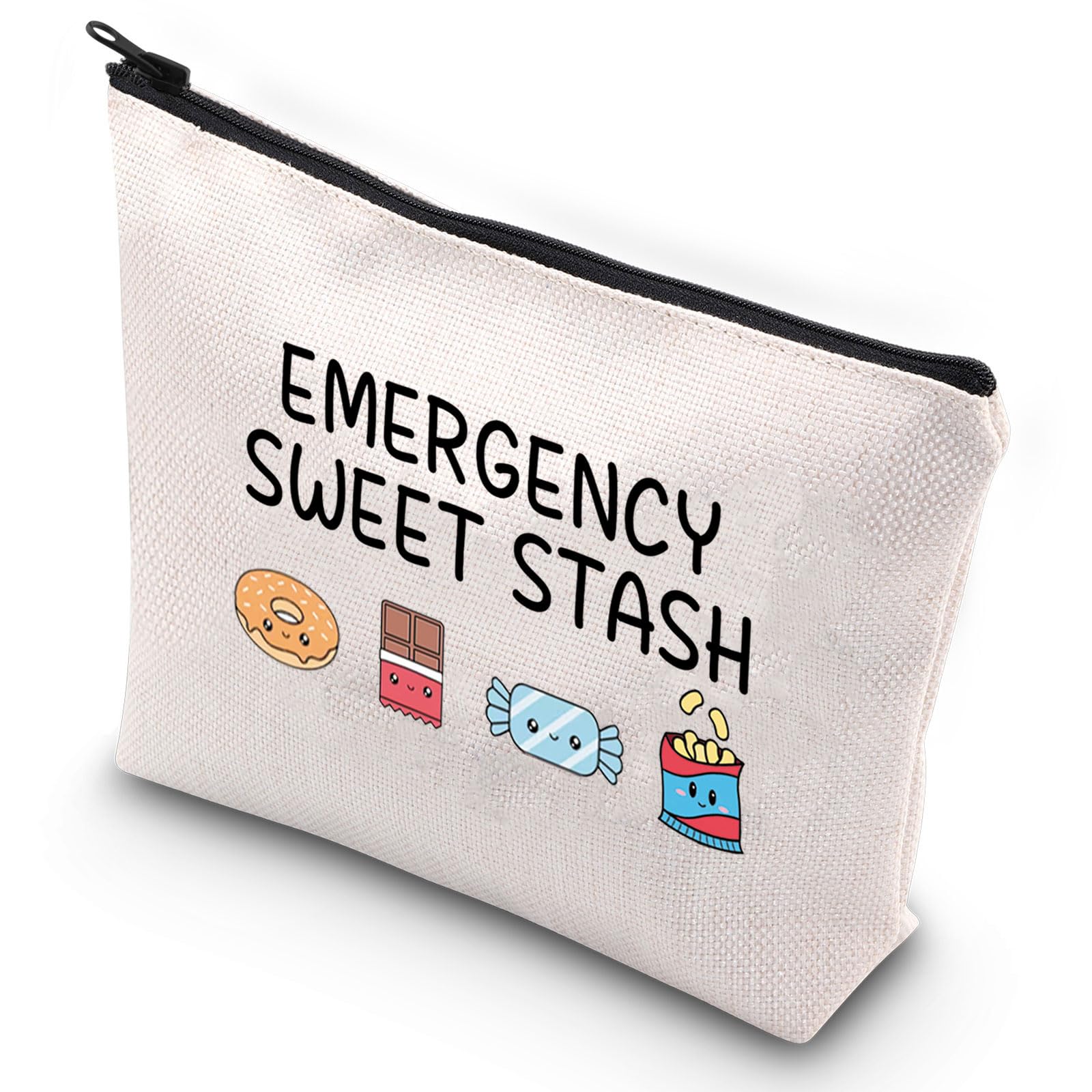 Funny Snacks Makeup Bag - Cute Snack Lover Gift for Travel, Emergency Sweet Stash Pouch - Perfect for School, Office & Cosmetics Storage