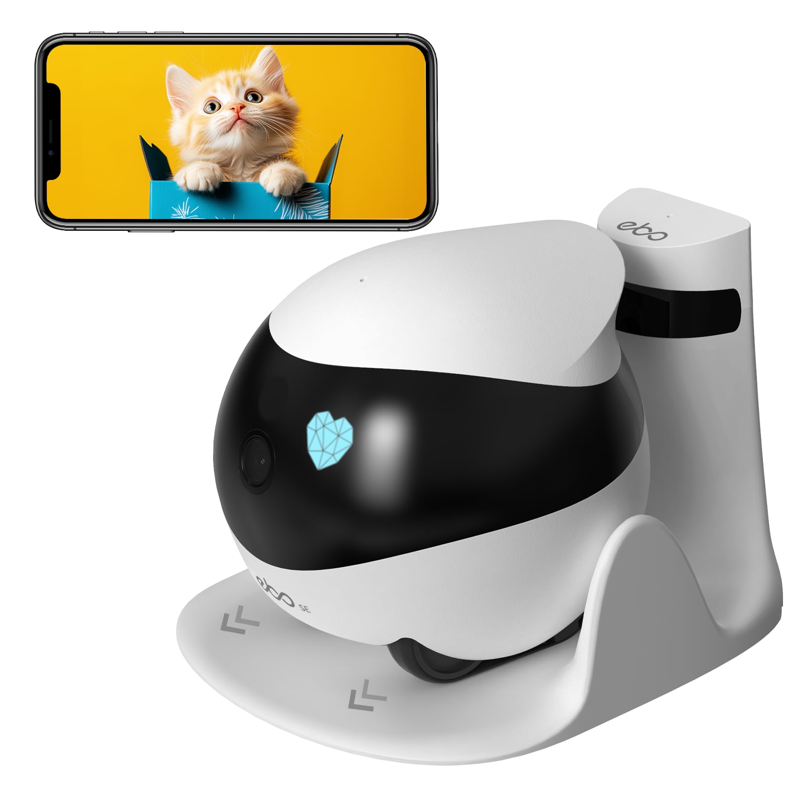 Enabot Pet Camera - 1080P WiFi Security Camera with Night Vision, 2-Way Audio, Auto Recharge & Mobile App - Indoor Wireless Camera for Pets, Baby & Elderly Home Monitoring - Perfect for Pet Watching, Baby Care & Home Security