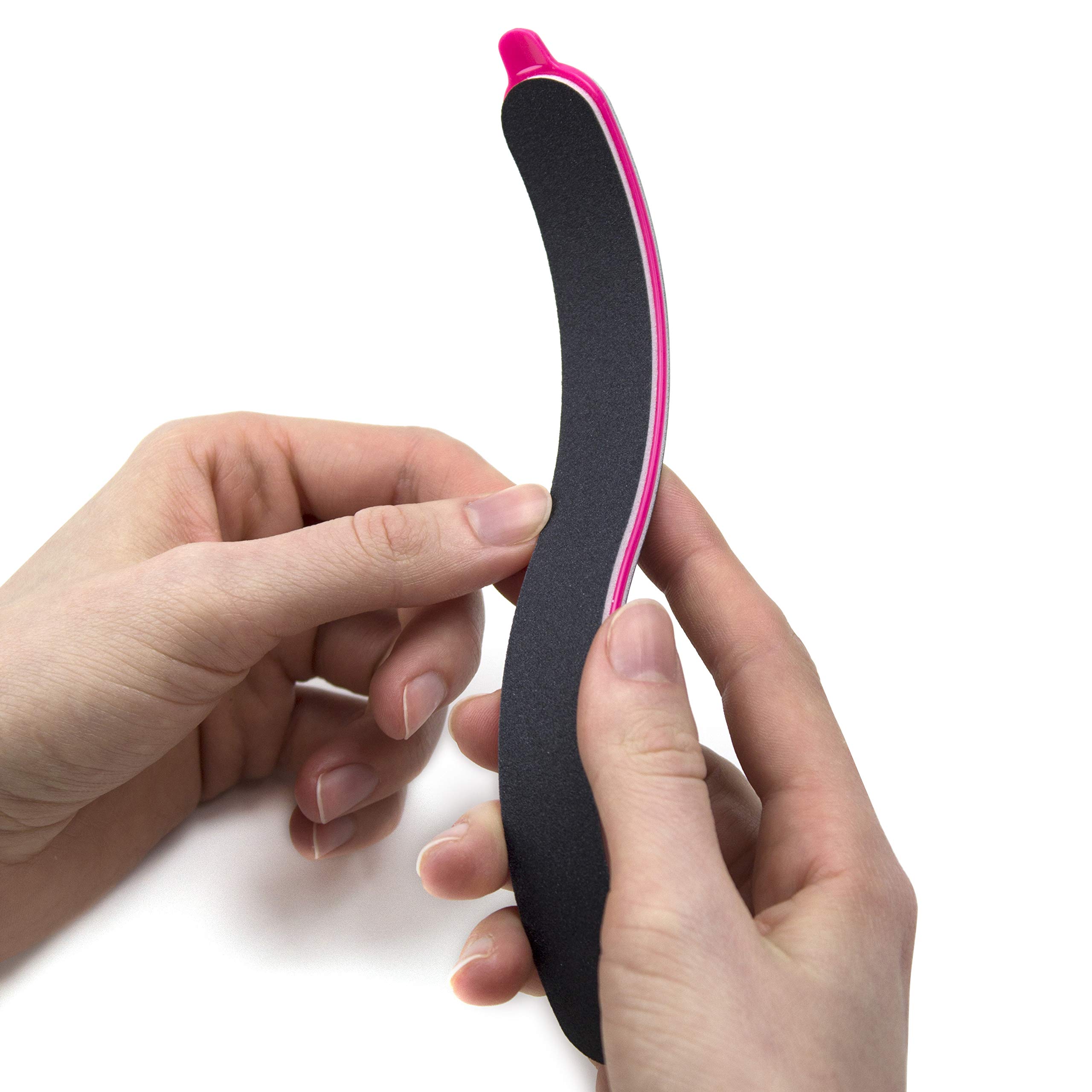 Professional 3-in-1 Curved Nail File with 240/400 Grit - Manicure Kit with Cuticle Pusher & Under-Nail Skimmer - Premium Nail Care Essentials for Women & Men - Perfect for Home, Salon & Travel Use