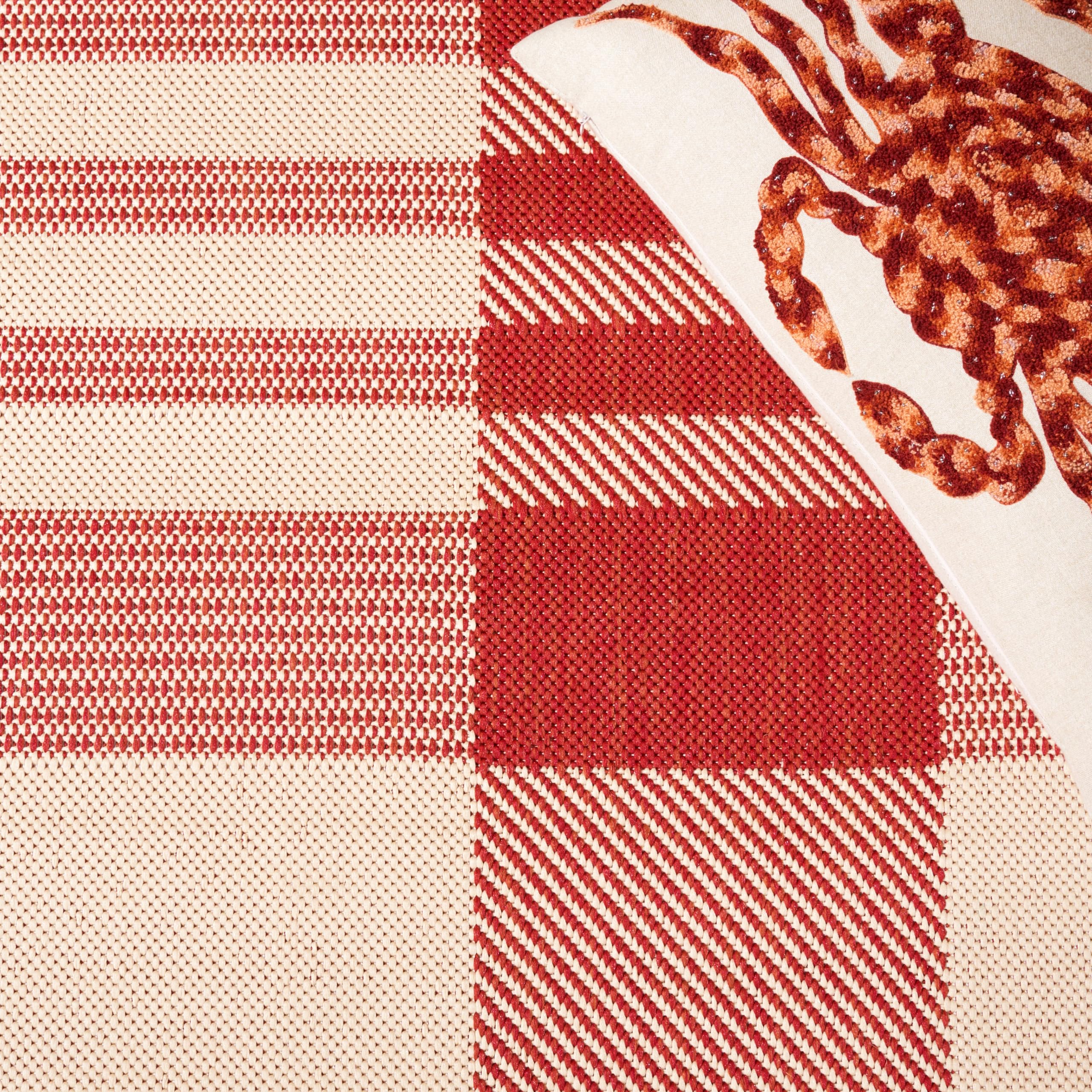 SAFAVIEH Courtyard Collection 8' x 11' Red/Bone CY6201 Plaid Indoor Outdoor Rug - Perfect for Patio, Backyard, Mudroom & High Traffic Areas