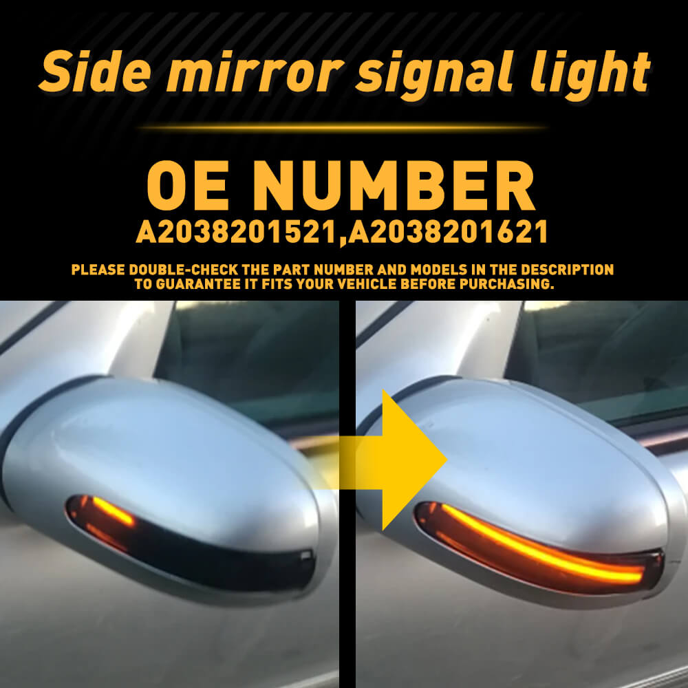 Dynamic LED Side Mirror Turn Signal Light for 2000-2007 Mercedes Benz C W203/C T Modell/CL 203 - Easy Installation, Bright Amber Indicator - Upgrade Your Car Safety & Style for Night Driving & Urban Commuting