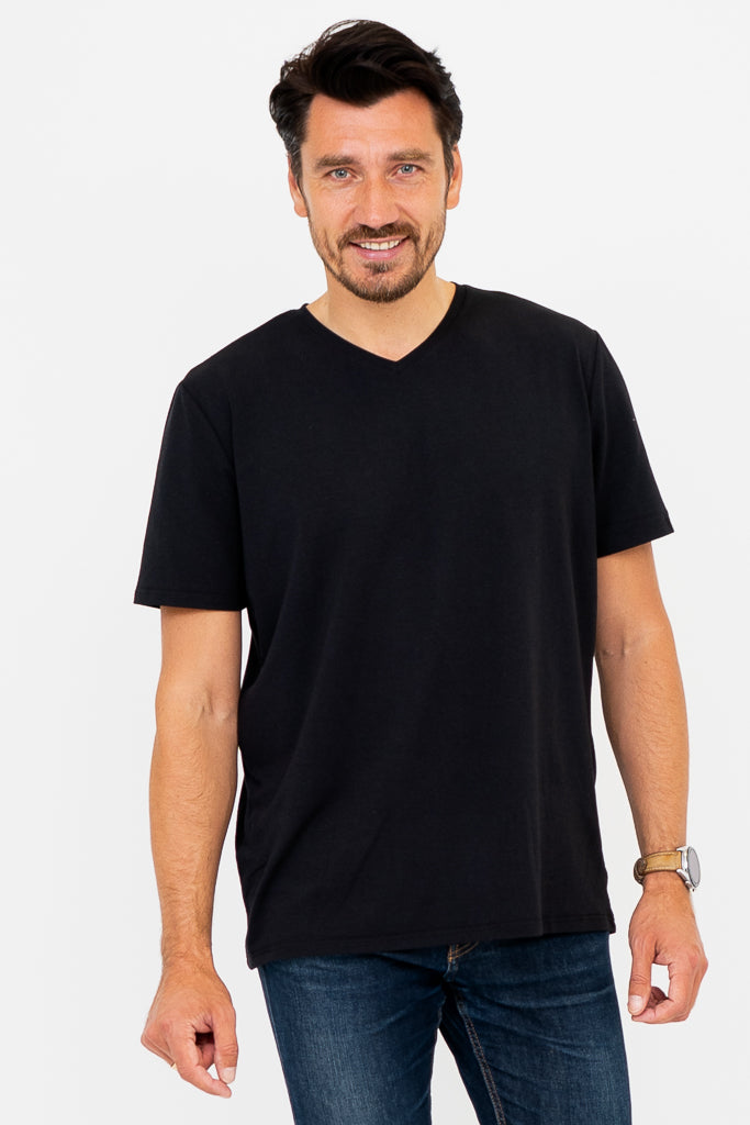 Adam Men's Short Sleeve Button Down Shirt - Breathable Bamboo Fabric, Comfortable Casual Wear for Office & Outdoor Activities - Black