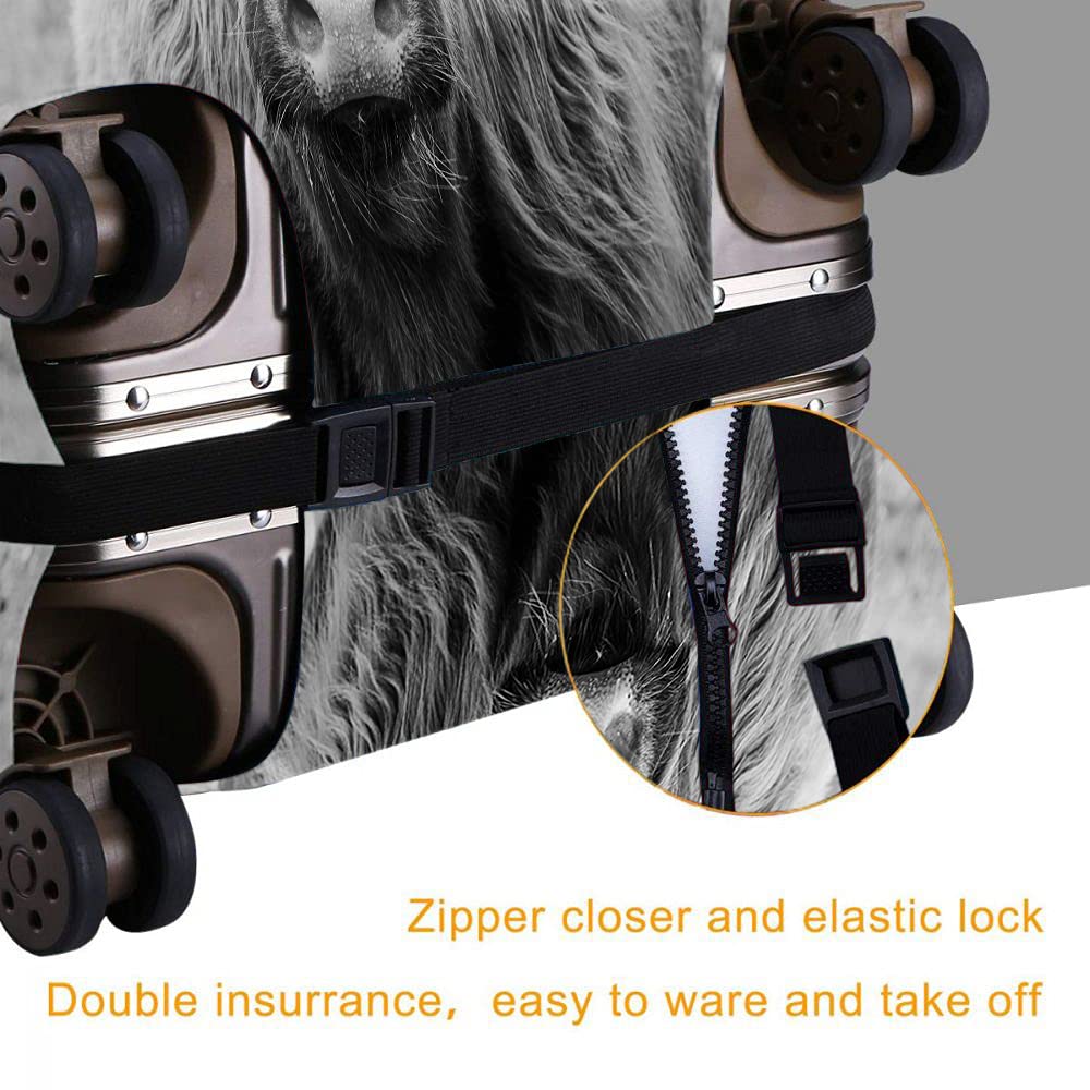 Wondertify Highland Cattle Luggage Cover - Scottish Hairy Cow Print Washable Suitcase Protector for 22-24 Inch Bags - Anti-Scratch Travel Accessory for Airplane, Train & Road Trips