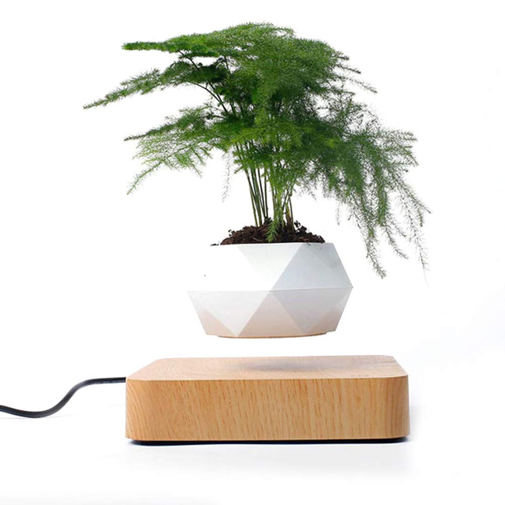 Newooh Creative Magnetic Levitating Air Bonsai Pot - Floating Rotation Flower Planter with Suspension Technology - Unique Home & Office Desk Decor for Plant Lovers (Perfect Gift for Home Decor, Zen Gardens & Workspaces)