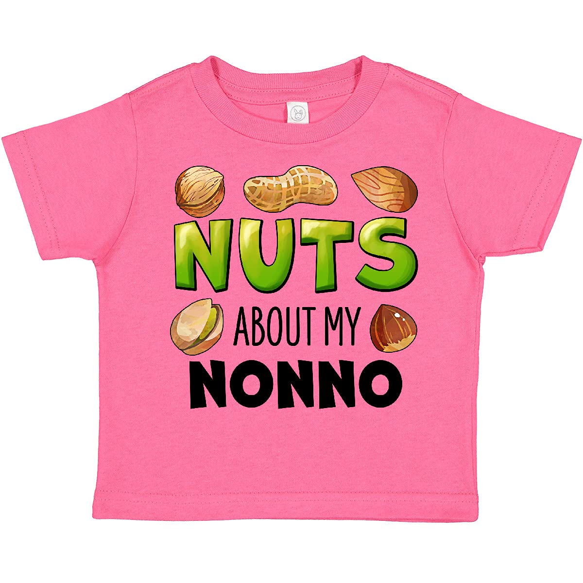 inktastic Nuts About My Nonno Peanut Almond Pistachio Toddler T-Shirt - Cute Graphic Tee for Grandparents Day & Family Reunions