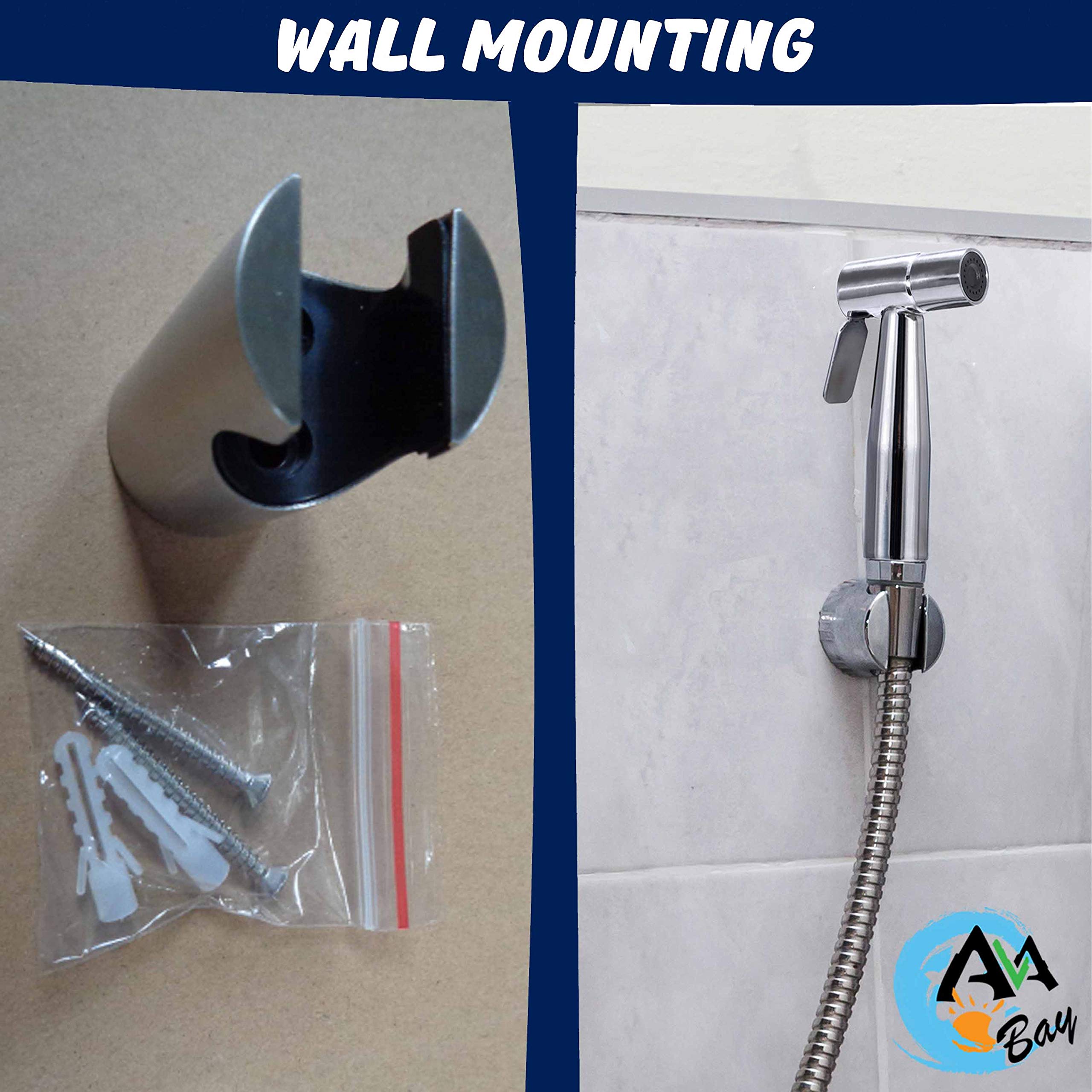 Handheld Bidet Sprayer Holder - Toilet Tank or Wall Mounted Bidet Spray Head Holster - Durable Shattaf Hanger Hook for Bathroom - Perfect for Hygienic Cleaning & Space Saving Organization
