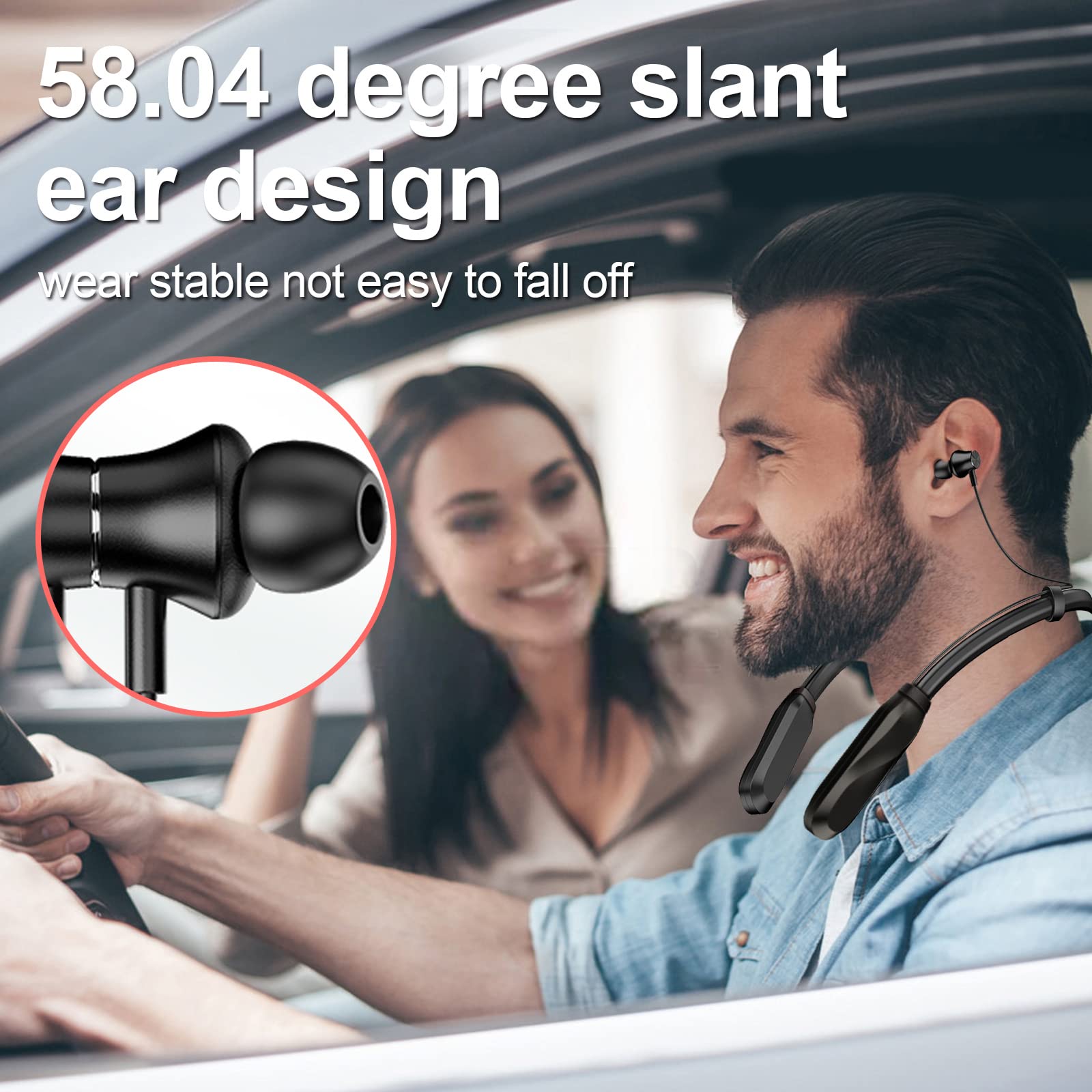 Wireless Bluetooth Headphones - 120 Hours Playtime, Built-in Mic, Noise Cancelling, IPX5 Waterproof, Stereo Bass for Running, Gym & Workout - Comfortable In-Ear Neckband Headset for Sports & Travel