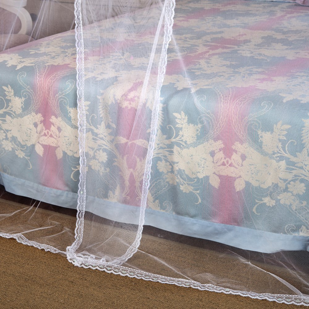 Elegant Nattey 4 Corners Canopy Bed Curtains - Princess Style Bed Netting for Girls & Adults - King Size White Bed Canopy - Perfect for Bedroom Decor, Romantic Nights & Boho Chic Style