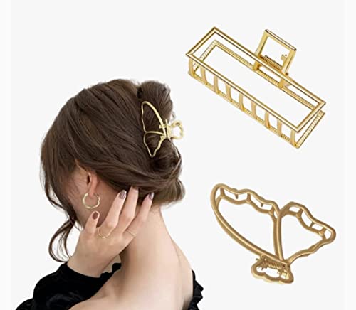 Simreen 2-Pack Large Metal Hair Claw Clips with Tassels - Butterfly Hair Clips for Thick Hair, Women's Hair Accessories for Ponytail, Bun & Updo Hairstyles