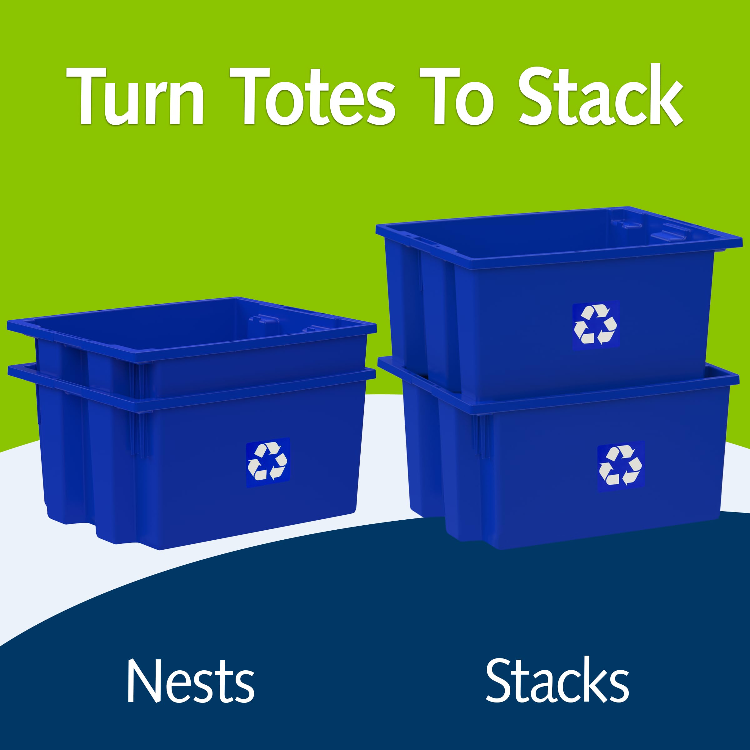 6-Pack Heavy Duty Stackable Recycling Bins - 13 Gallon Large Capacity Trash Containers (19.5